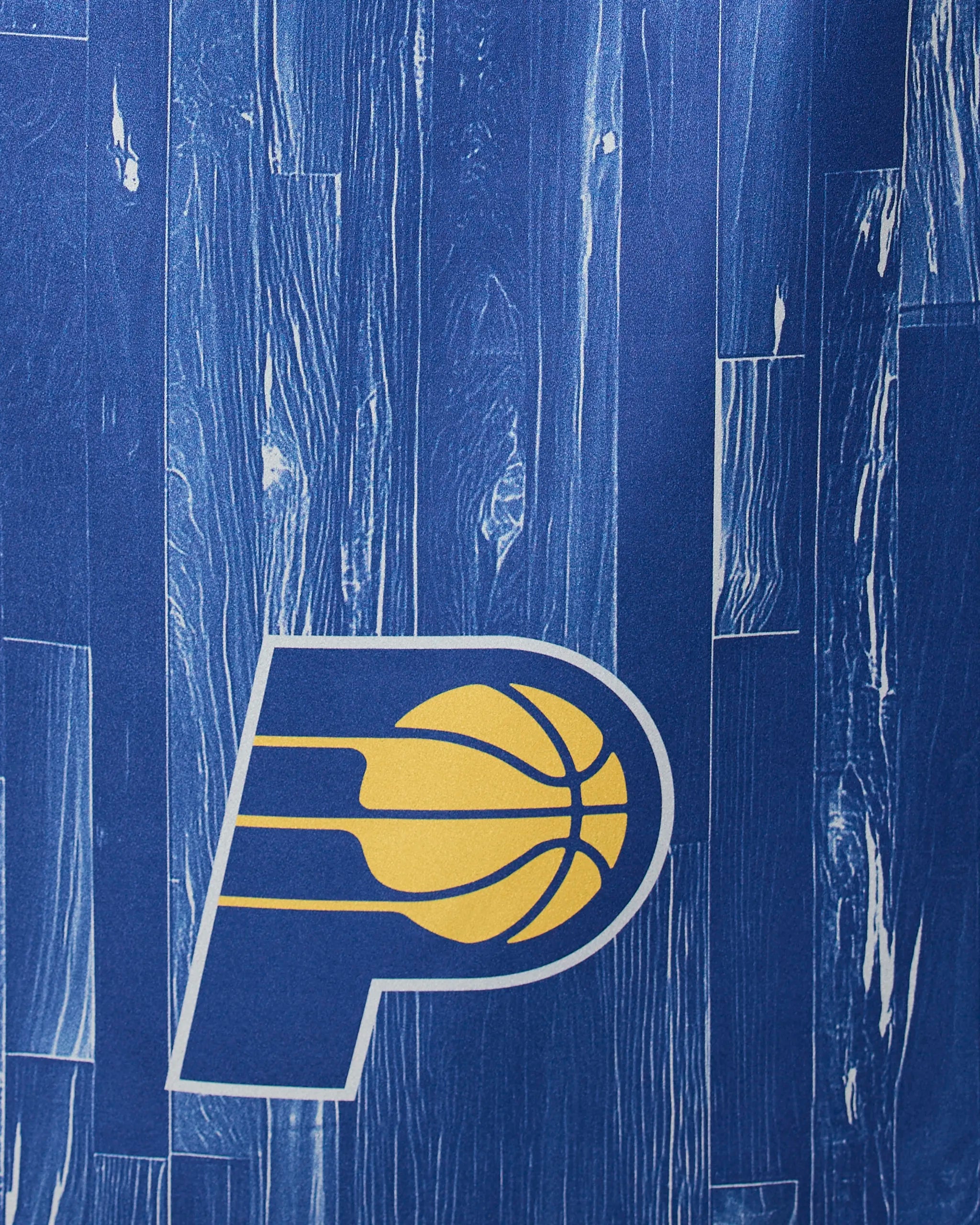 The image displays the Pacers Zone by Geometry, featuring the Indiana Pacers yellow basketball logo within a bold blue P on a blue wood-patterned background.