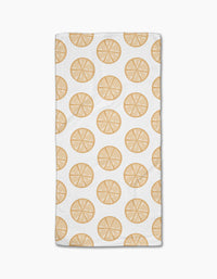 Lemon Doodles by Letters By Shells is a white rectangular, ultra-absorbent towel with a repeating pattern of lemon slice illustrations evenly spaced across the surface.