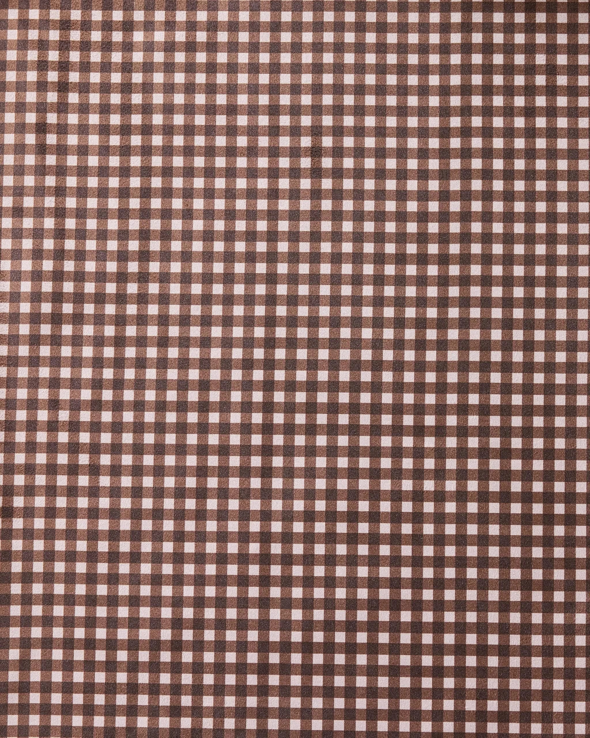 Deep Hearth by Geometry features a brown and white gingham pattern with evenly spaced lines, forming a grid of small squares—ideal for absorbent dinner napkins in your Dinner Napkin Set.