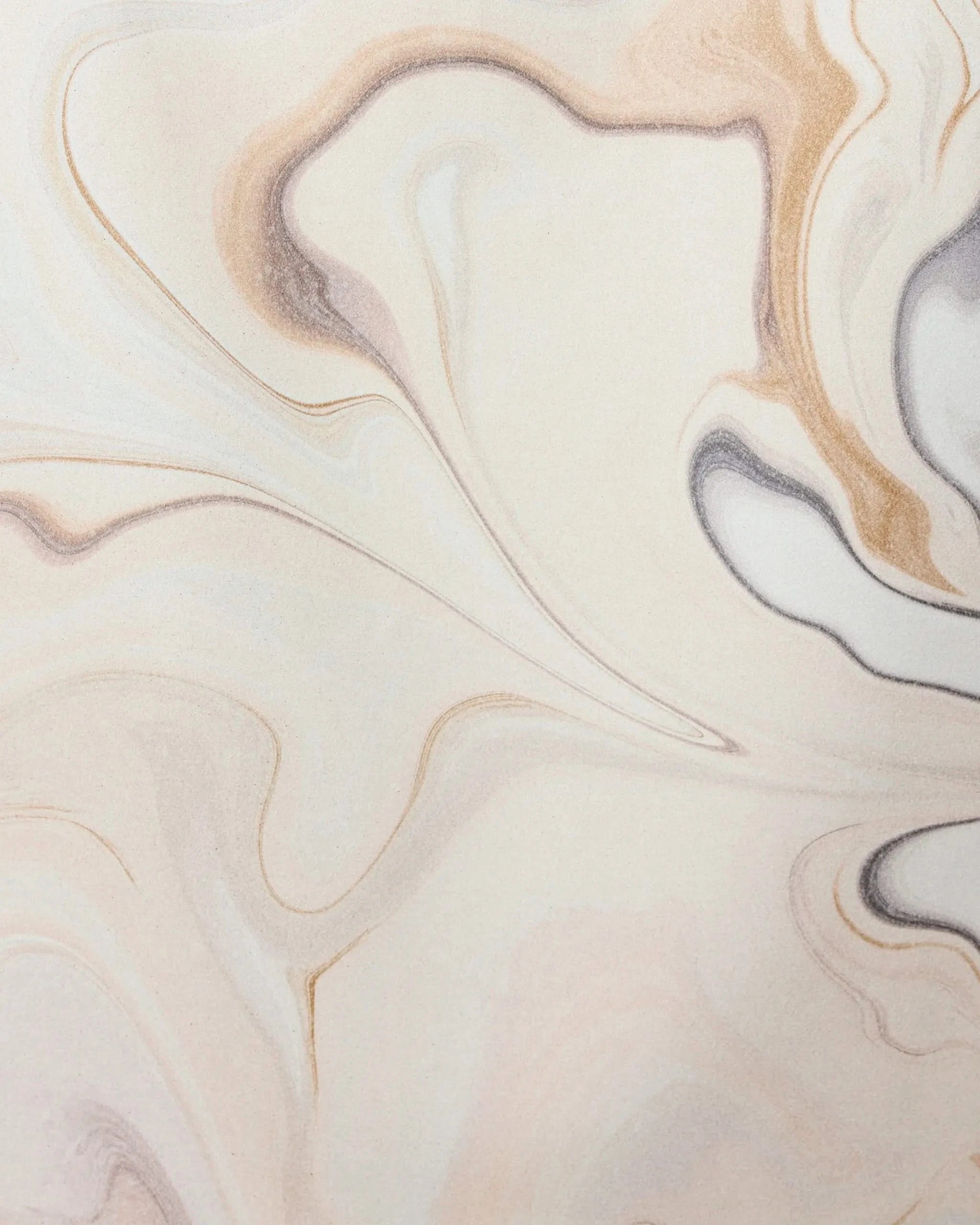 Abstract image of beige, brown, and gray swirls with soft, organic curves—evoking the calming design featured on the GEOMETRY Choco Micro-loop Beach Towel made from recycled materials.