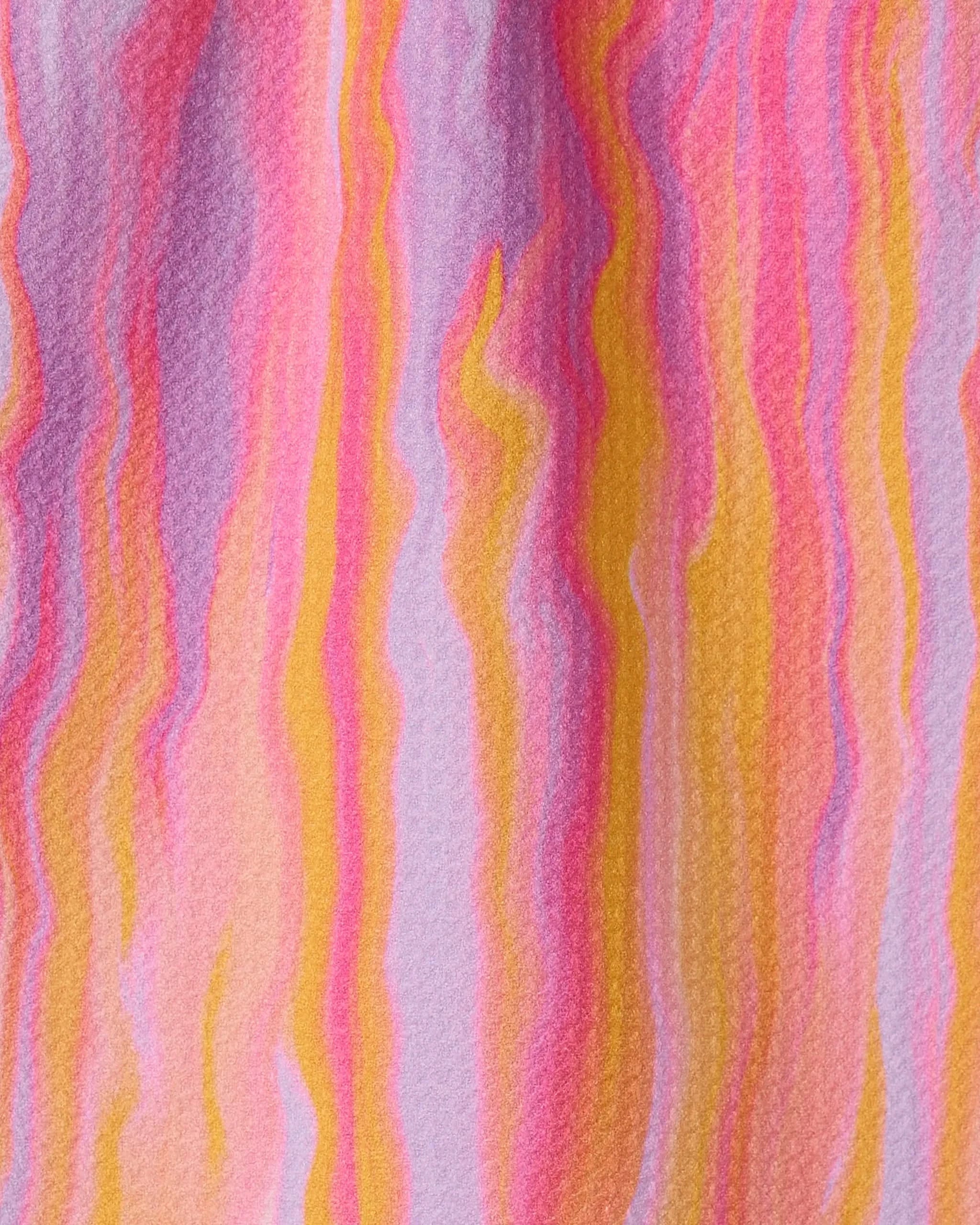 The Rush by GEOMETRY features vibrant, wavy pink, yellow, and orange lines on a textured surface—perfect inspiration for energetic quick-drying bar towel designs.