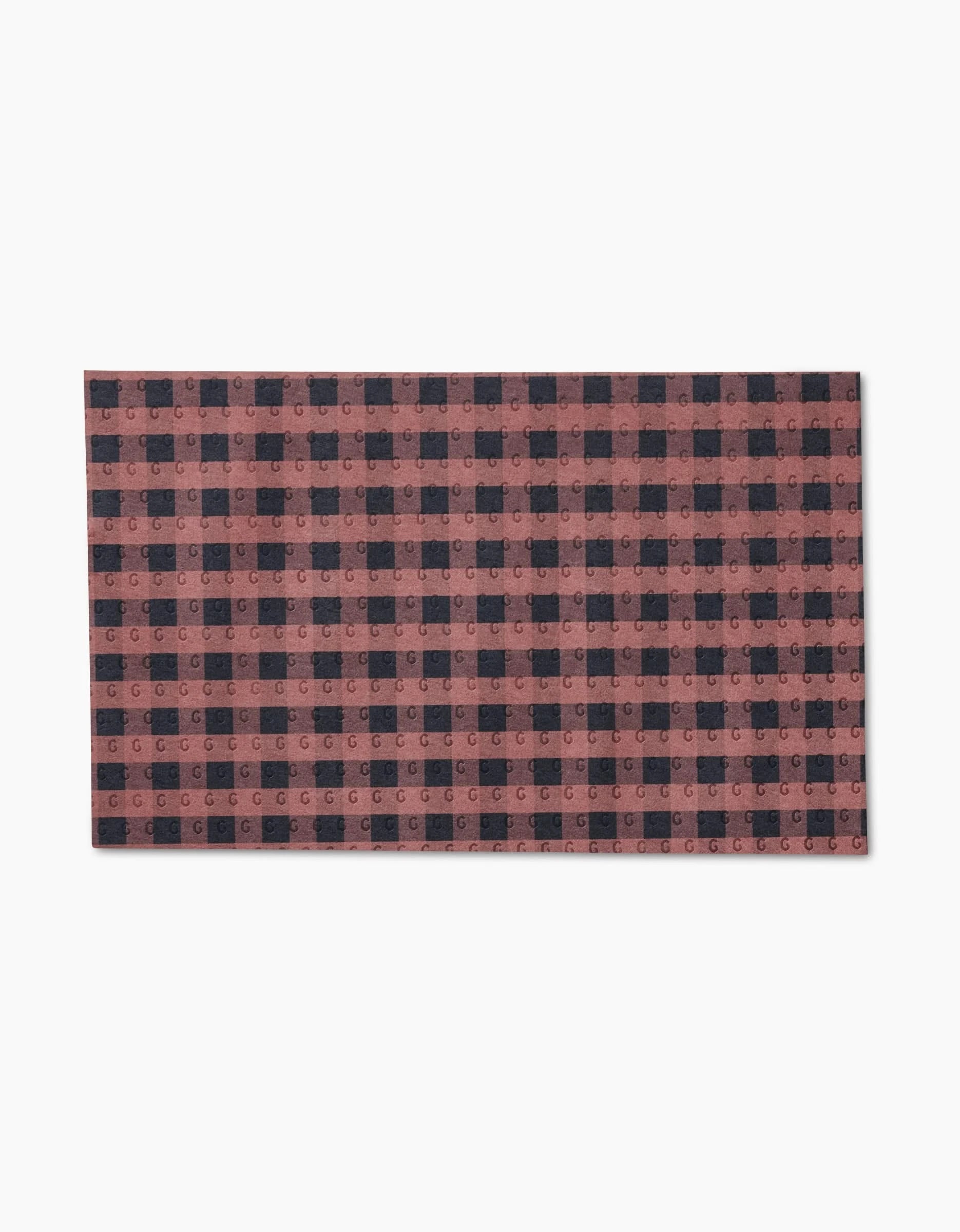The GEOMETRY Fall Gingham is a rectangular, reusable mat with a red and black buffalo plaid pattern—an eco-friendly alternative to Not Paper Towels, shown against a white background.
