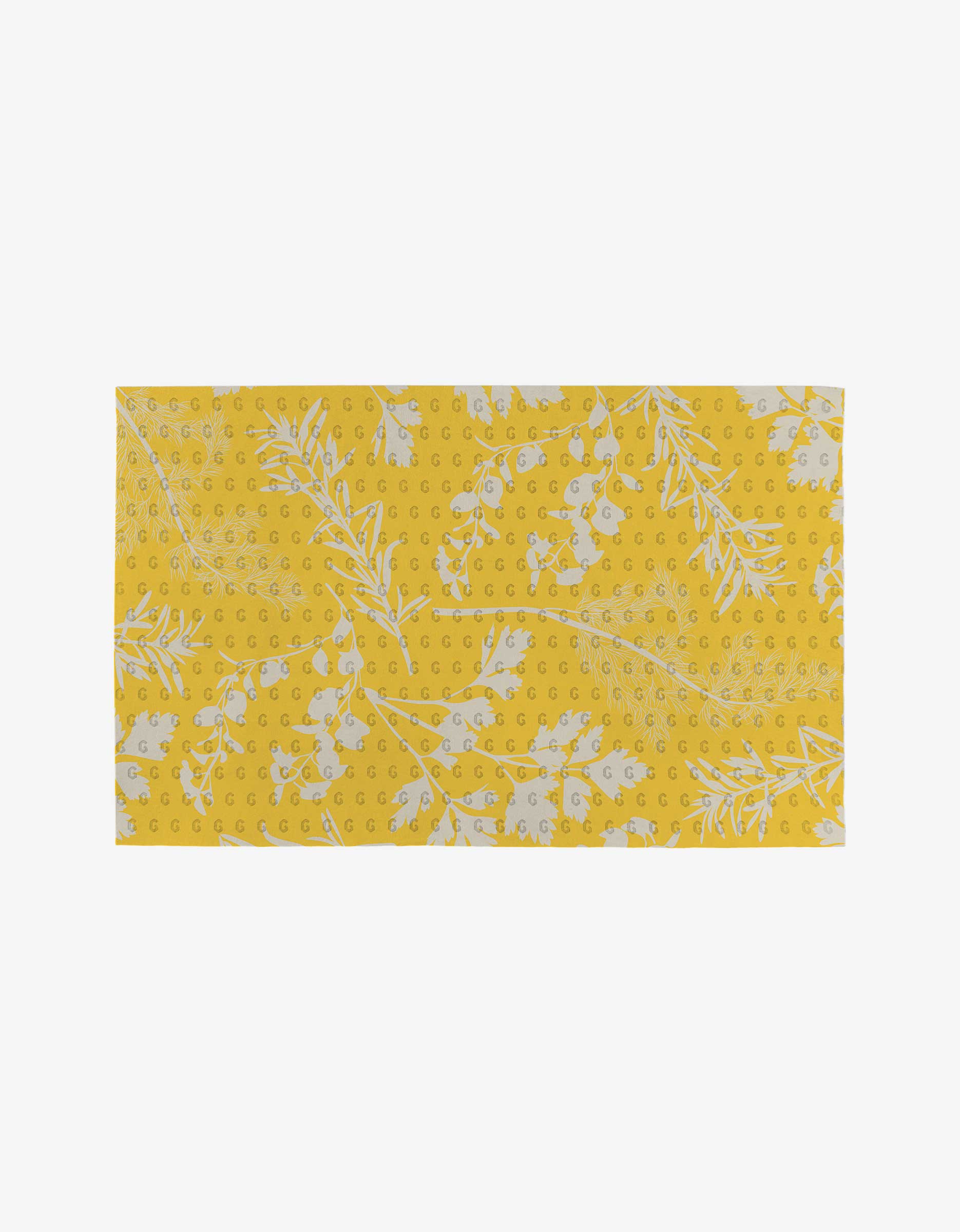 Garden of Gold by GEOMETRY is a reusable, eco-friendly rectangular yellow fabric with white leaves, branches, and small white dots—an ideal Not Paper Towels alternative.