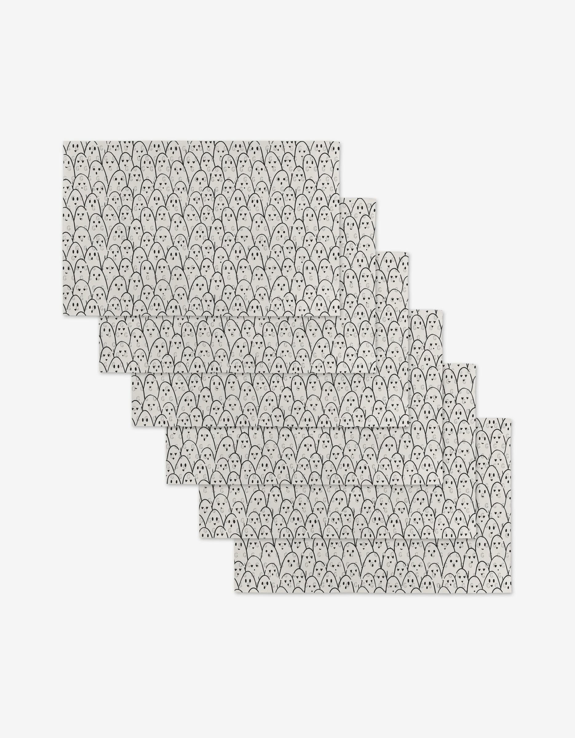 Happy Ghosts by Hufton Studio: a set of six rectangular, reusable mats featuring a playful cartoon ghost pattern—an eco-friendly alternative to Not Paper Towels.