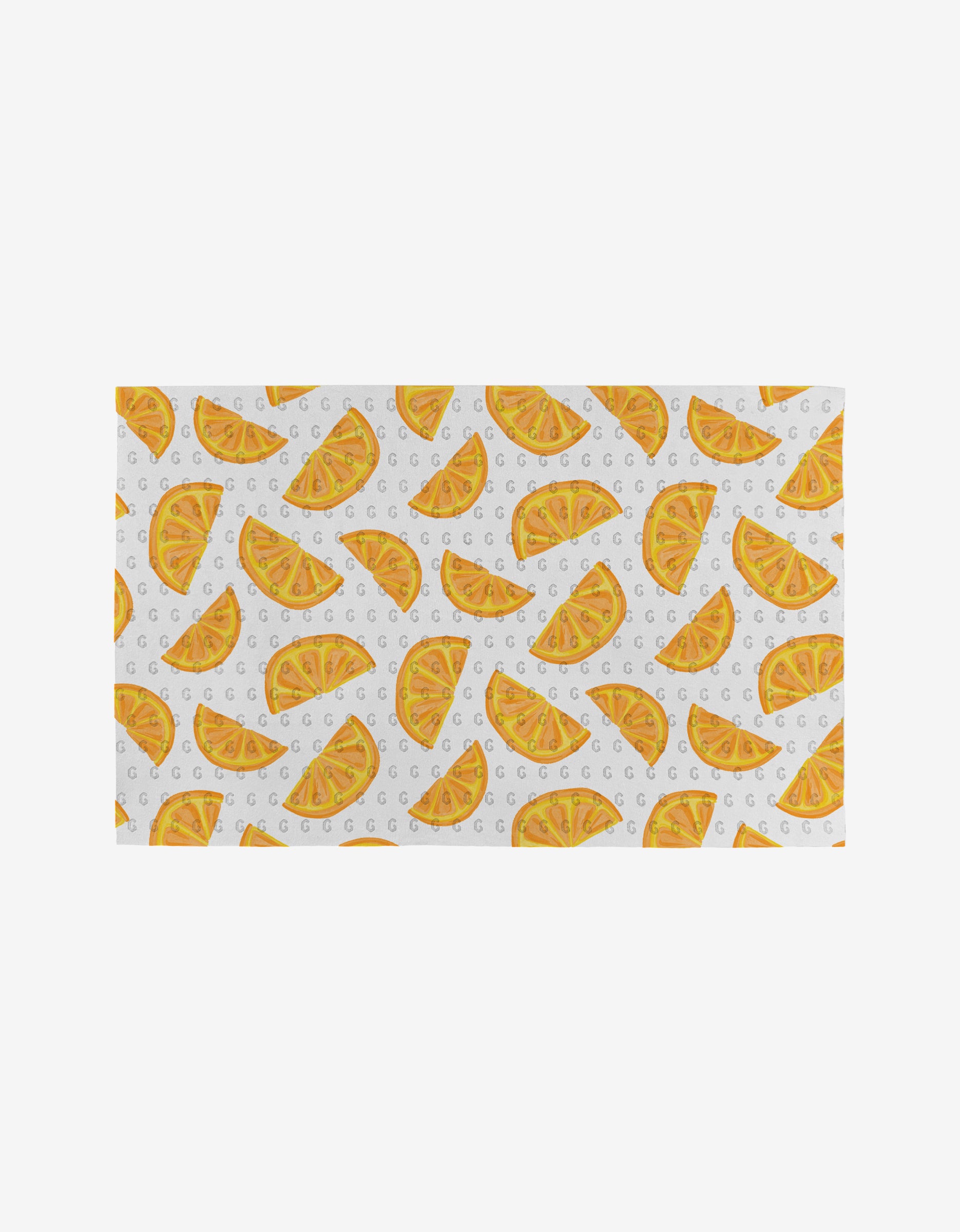 Here Comes The Sun by Aubrey Fairchild features orange slices and tiny gray Gs on white, making these eco-friendly, reusable Not Paper Towels both stylish and sustainable.