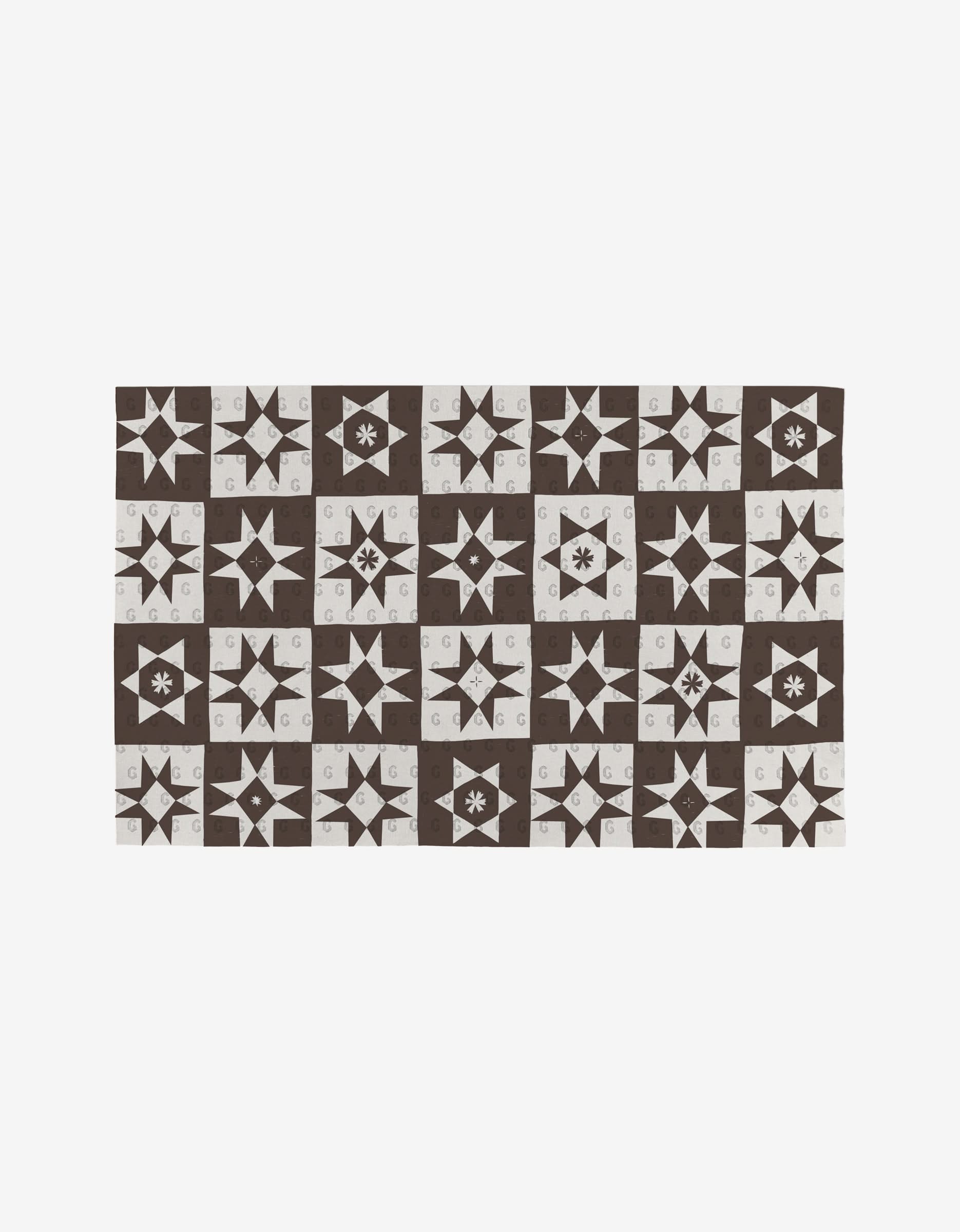 Holiday Love by Elana Gabrielle is a reusable Not Paper Towel featuring a rectangular quilt design with dark brown and white geometric star blocks on a white background—an eco-friendly, stylish option for your home.