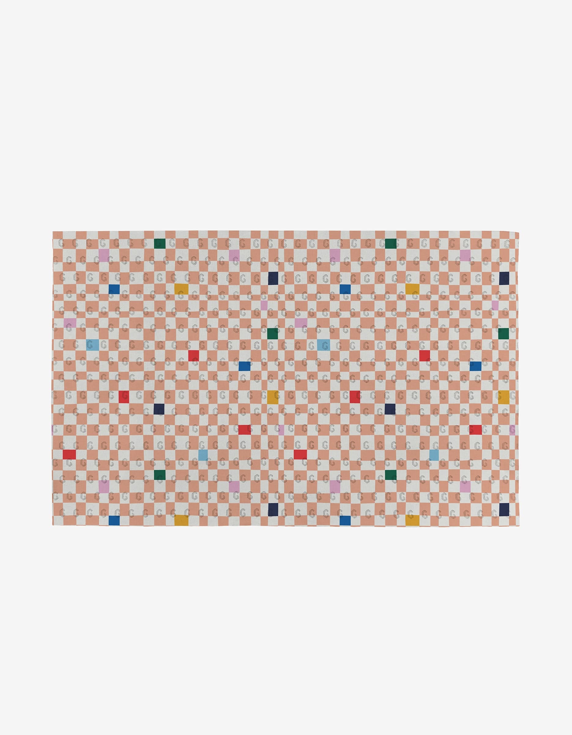 Magic Field by Happy Hemera features a rectangular grid of alternating small pink and white squares with occasional larger colored squares, designed as an eco-friendly alternative to Not Paper Towels on a plain white background.