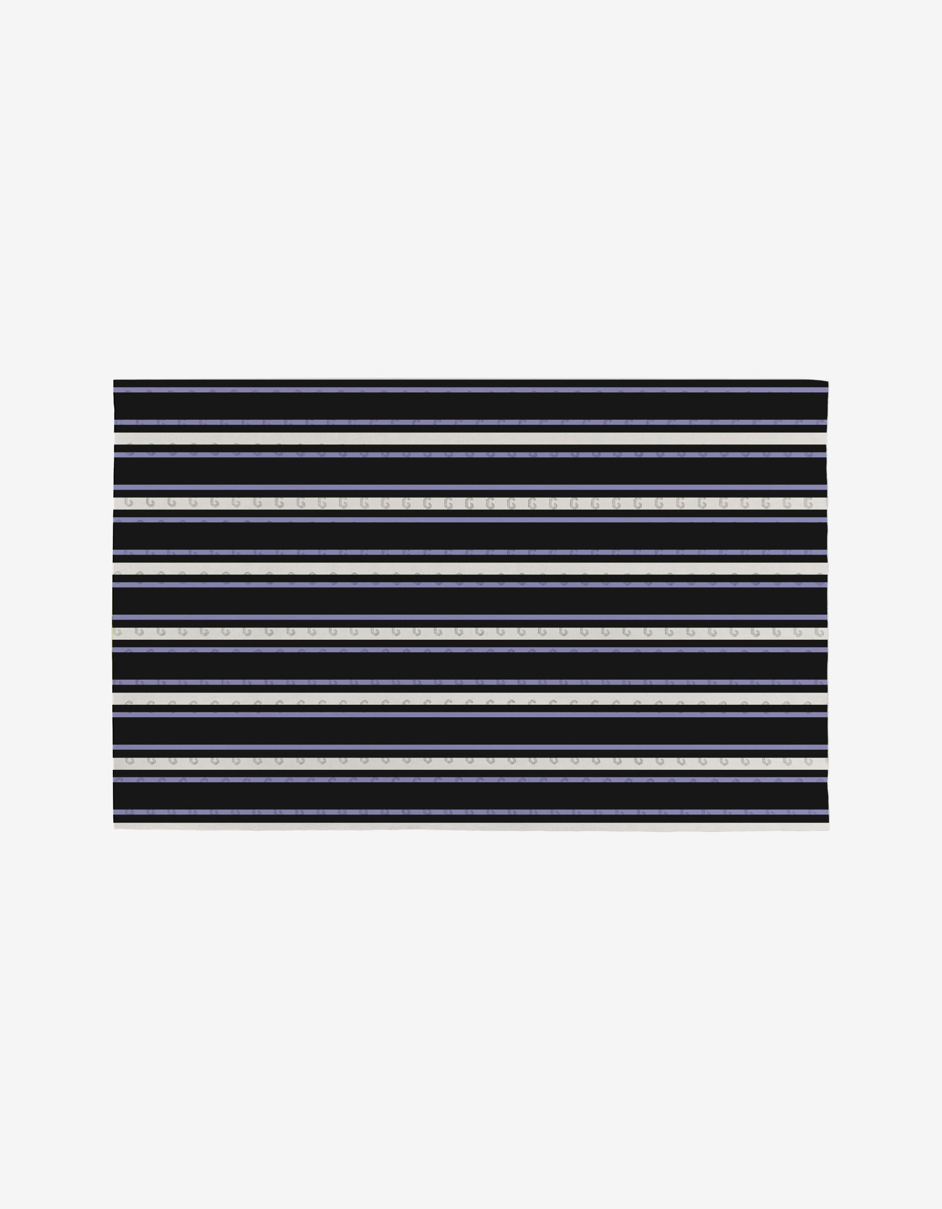 Magic Spells by Hufton Studio is a rectangular textile with alternating horizontal black and white stripes, thin lines in the white stripes, and made from eco-friendly post-consumer recycled materials—an excellent Not Paper Towel alternative.