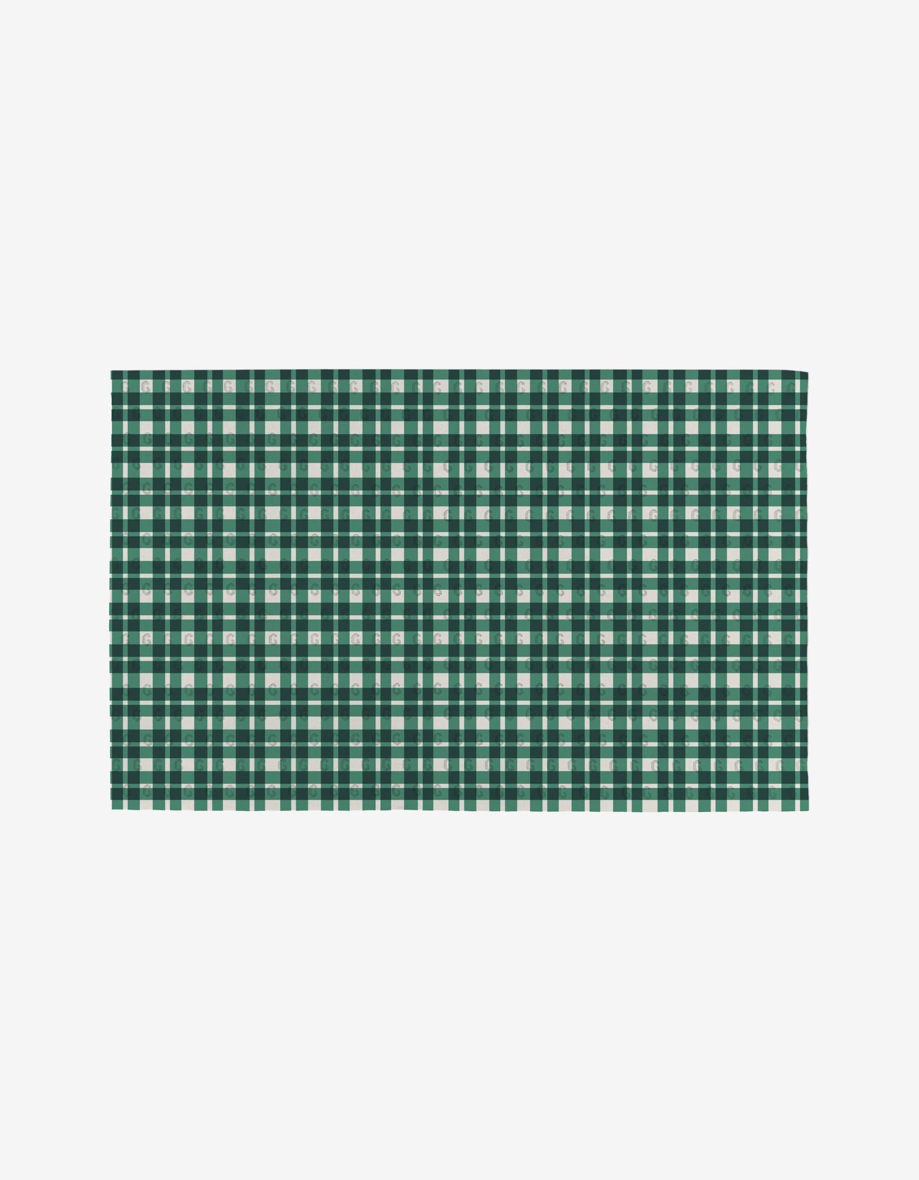 The Merry Berry by Charlie Rowan Designs is a rectangular cloth featuring a green and white checkered plaid pattern, made from eco-friendly materials, displayed on a plain white background.