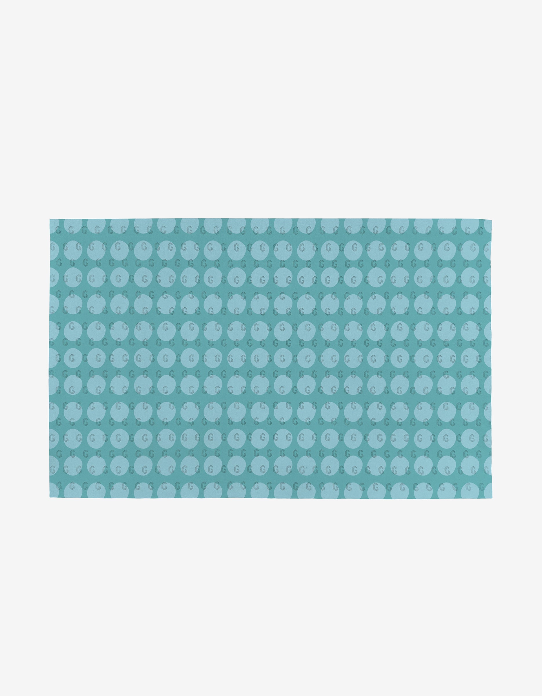 The Mindfulnice Mindful Medley is a rectangular, reusable mat featuring a repeating pattern of light blue pigs on a teal background, shown on a plain white surface.