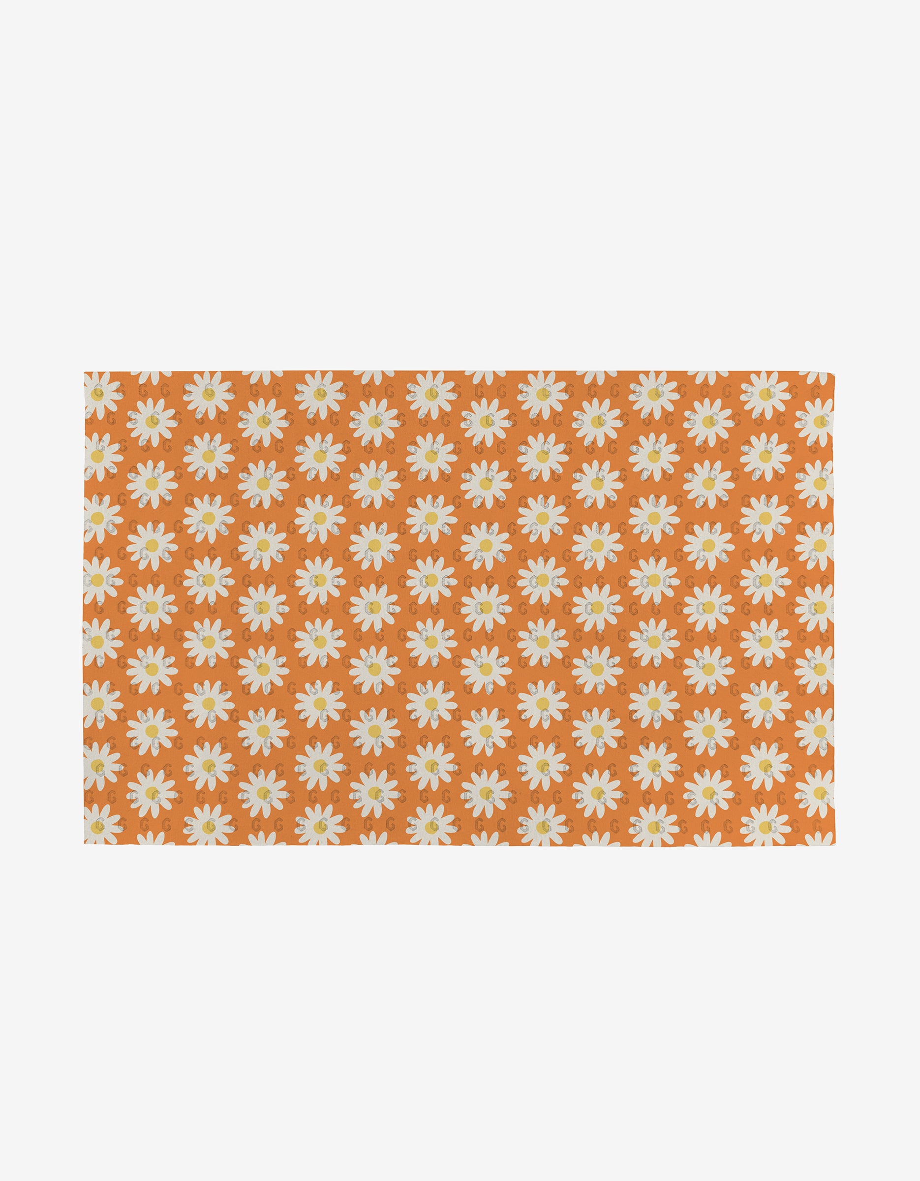 Mindful Mix by Mindfulnice: Rectangular orange cloth with a white and yellow daisy pattern, made from eco-friendly post-consumer recycled materials.