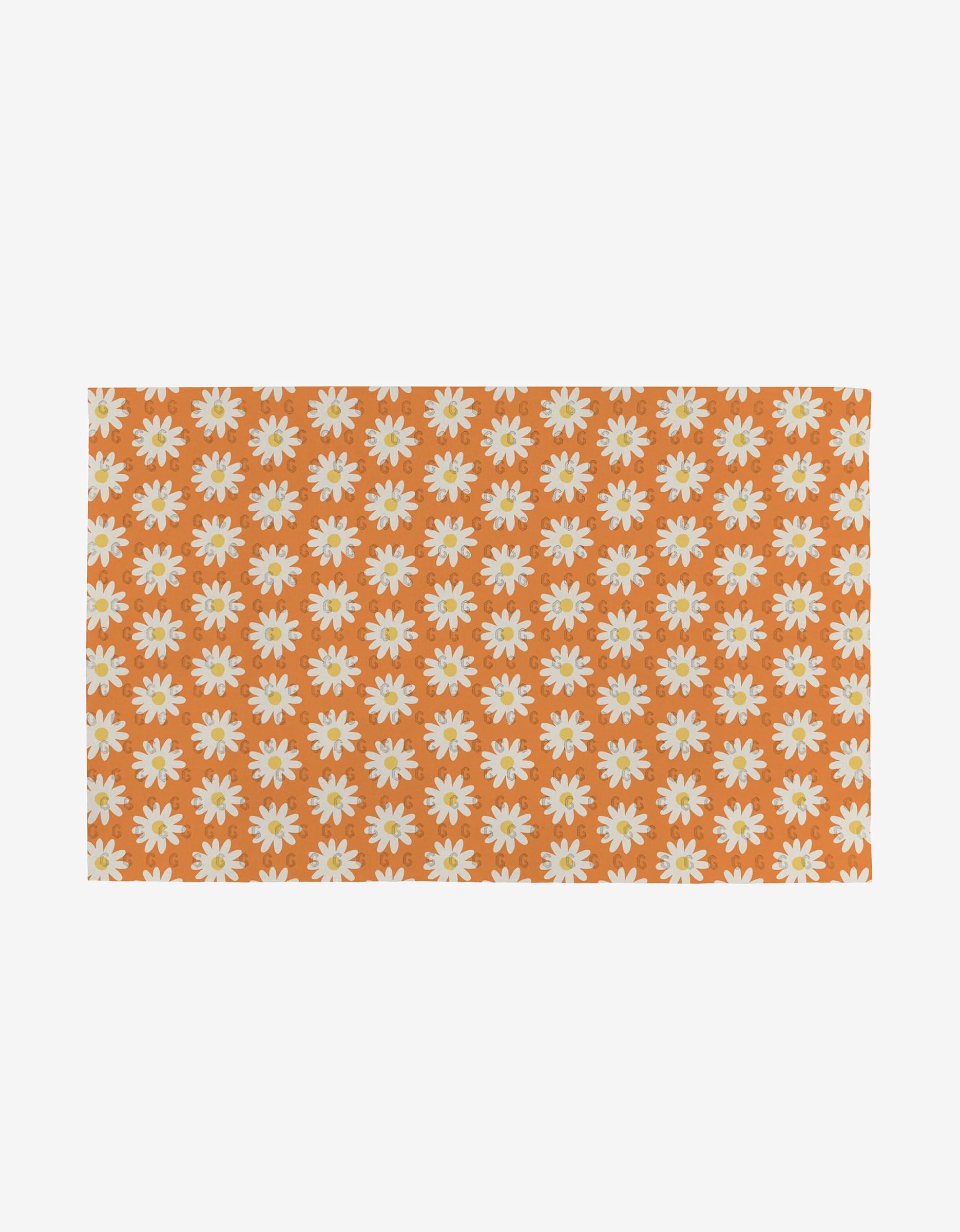 Mindful Mix by Mindfulnice: Rectangular orange cloth with a white and yellow daisy pattern, made from eco-friendly post-consumer recycled materials.
