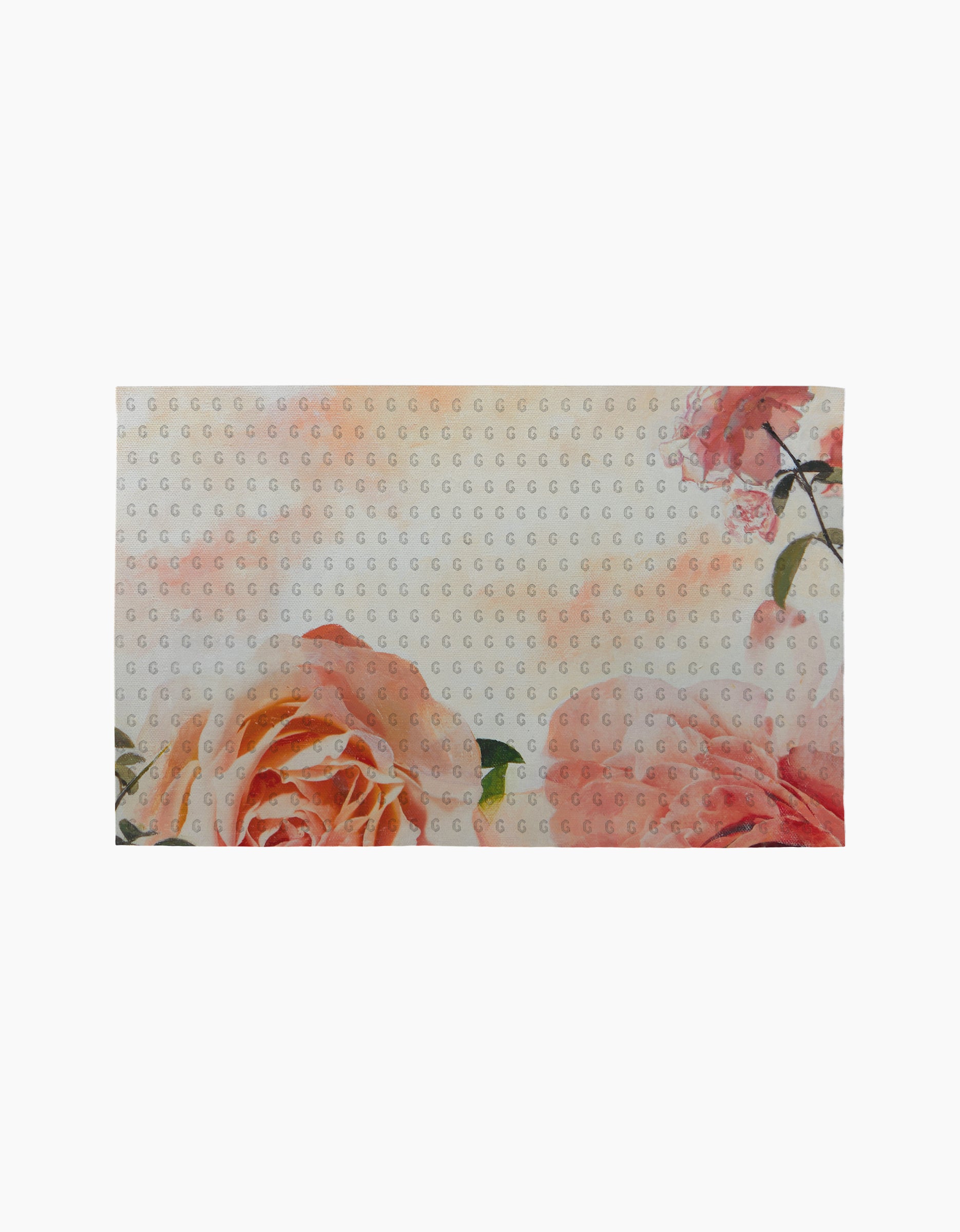 Rhapsody in Bloom by Stefanie Bales features eco-friendly kitchen towels with watercolor-style pink and orange roses and a subtle repeating G dotted background. Not paper towels—these are stylish, sustainable alternatives for your kitchen.