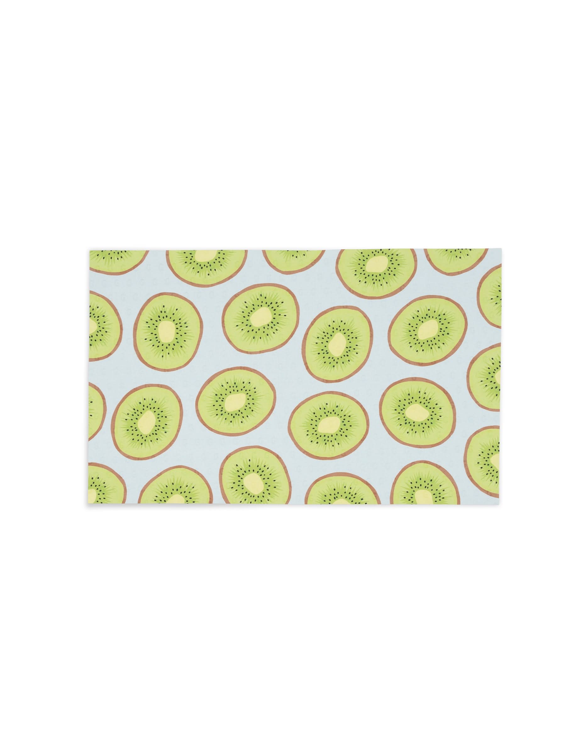 Sweet Summer Mix 2 by GEOMETRY features a white background with evenly spaced kiwi slices—green centers, brown edges—and offers an eco-friendly, reusable alternative to paper towels.