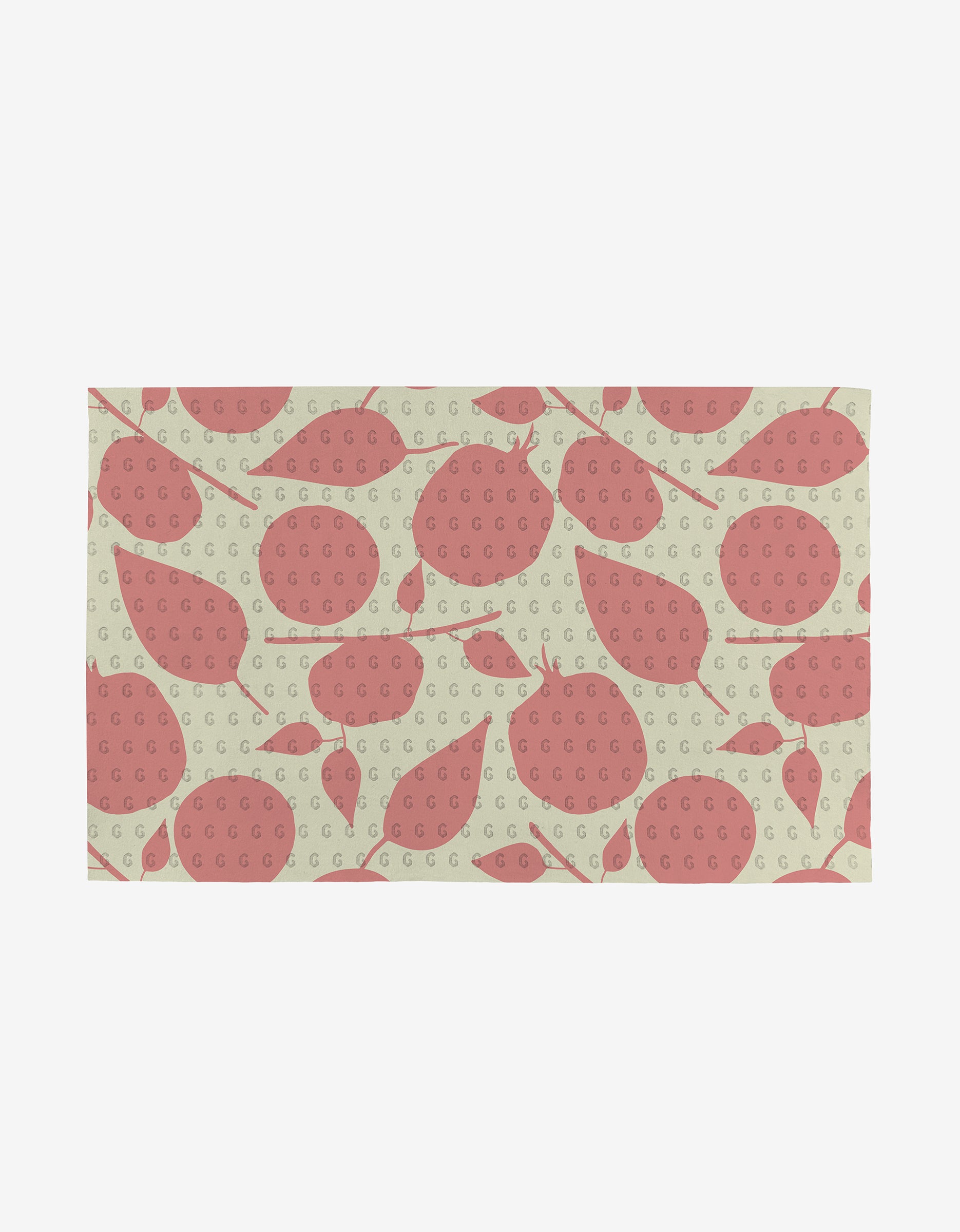 The Lizzie Clark Tropical Fruit rectangular cloth features large pink strawberries and leaves on a light beige background—an eco-friendly alternative to paper towels, perfect for sustainable living.