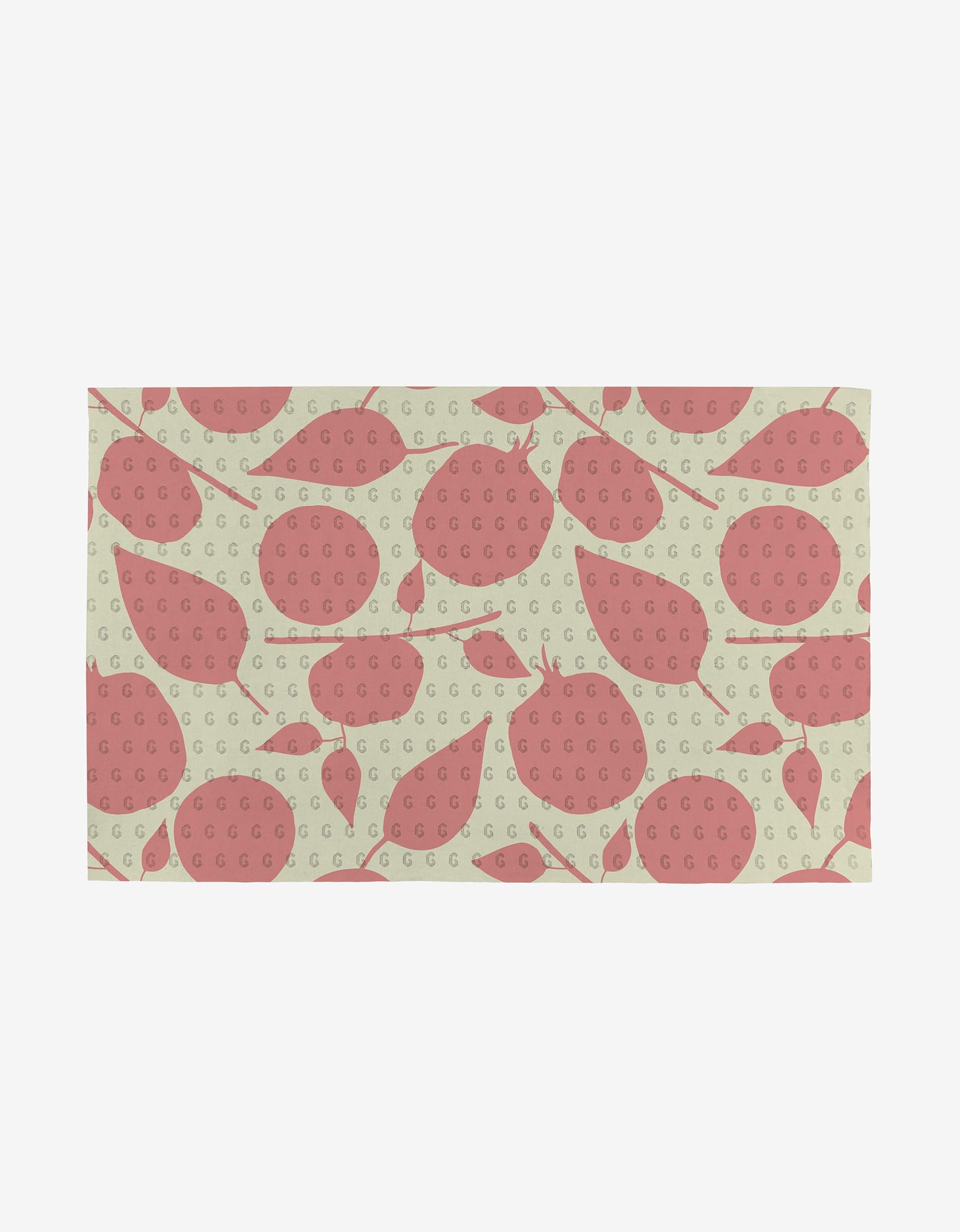 The Lizzie Clark Tropical Fruit rectangular cloth features large pink strawberries and leaves on a light beige background—an eco-friendly alternative to paper towels, perfect for sustainable living.