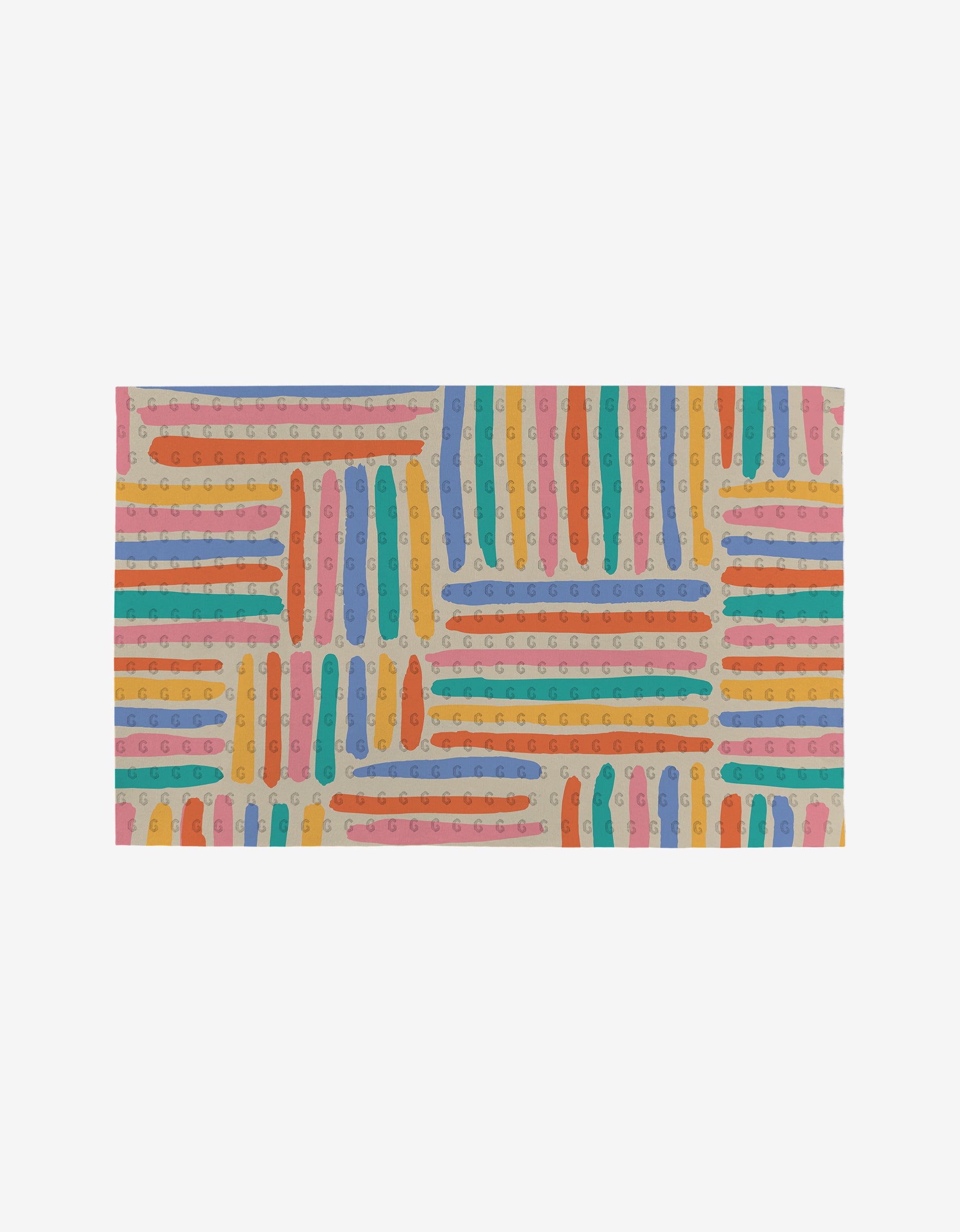 The Sareka Unique Unique mat features colorful pastel stripes with black smiley faces. Made from post-consumer recycled materials, it’s an eco-friendly option that adds cheer to any space.