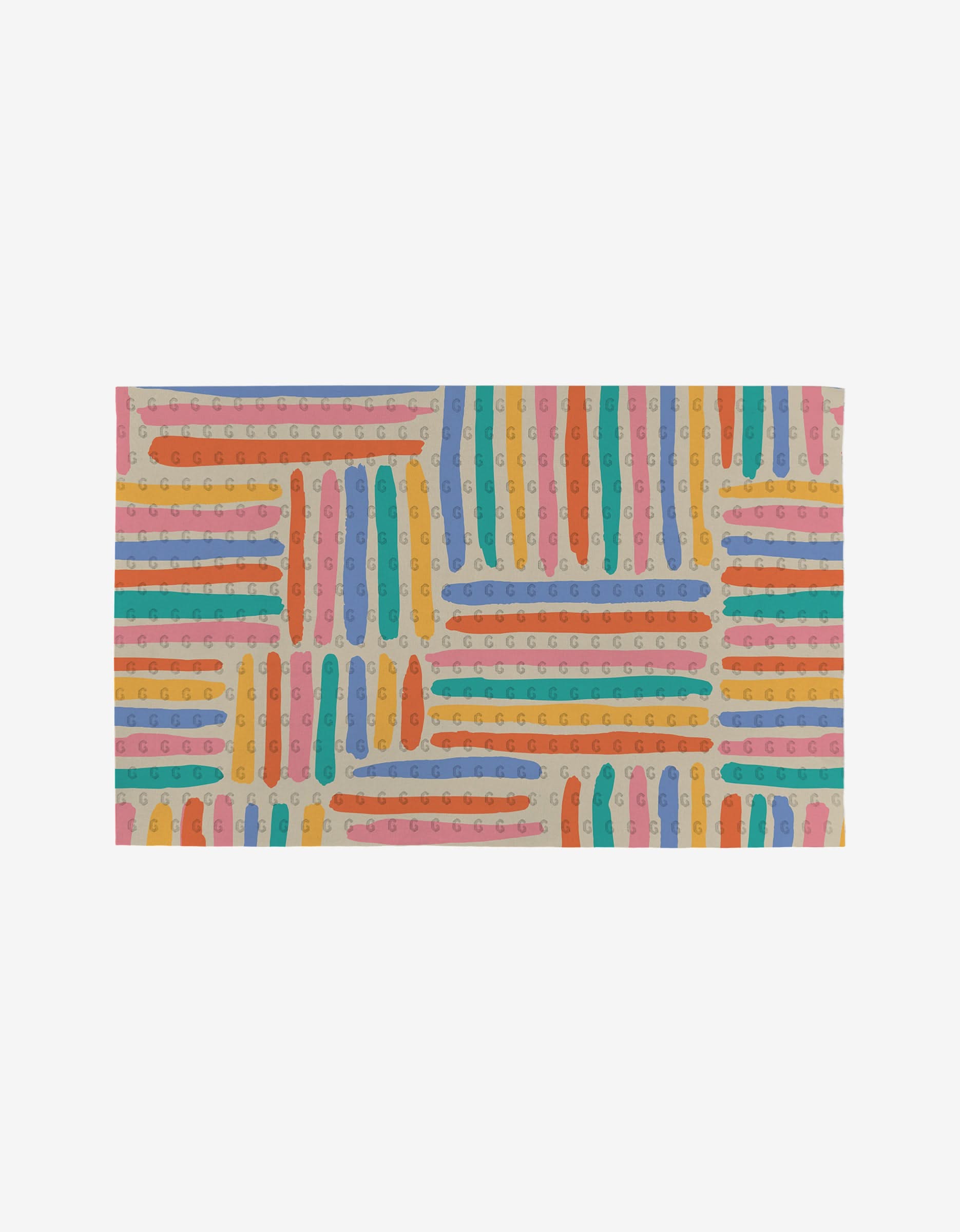The Sareka Unique Unique mat features colorful pastel stripes with black smiley faces. Made from post-consumer recycled materials, it’s an eco-friendly option that adds cheer to any space.