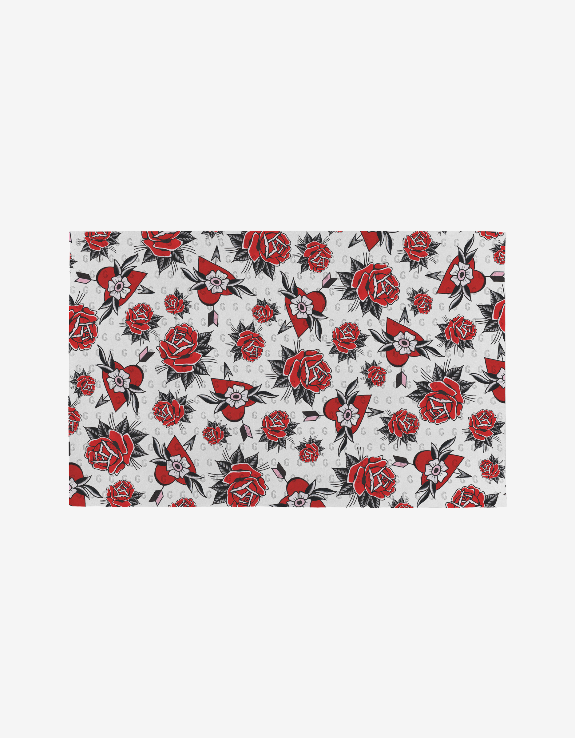 Valentines Flash by Cole Strem features red roses, black leaves, small birds, and musical notes on white—an eye-catching motif ideal for stylish, eco-friendly reusable paper towels.