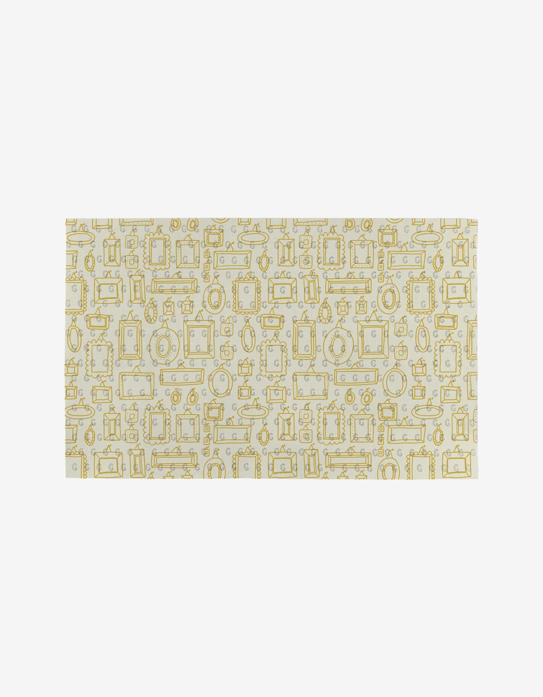 Witchy Season by Amy MacCready is a rectangular eco-friendly cloth made from recycled materials, featuring yellow picture frames and mirrors in various shapes on a white background—a stylish and sustainable choice.