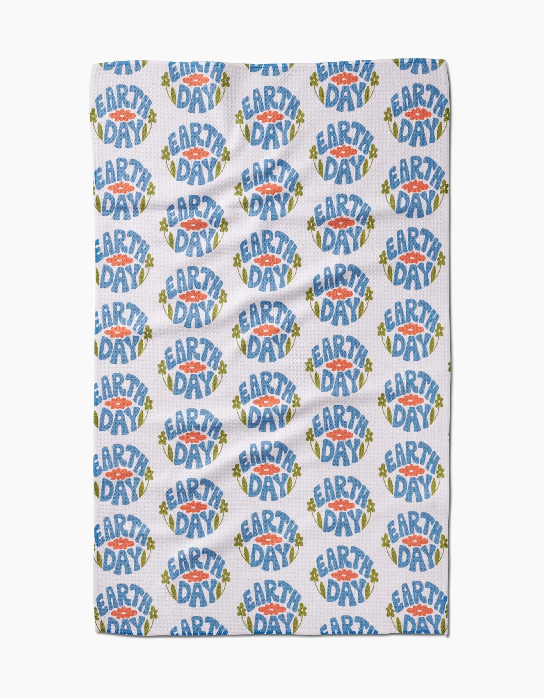 The Kayla Ann Earth Day Stamp recycled kitchen towel features charming text, making it an eco-friendly addition to your space.