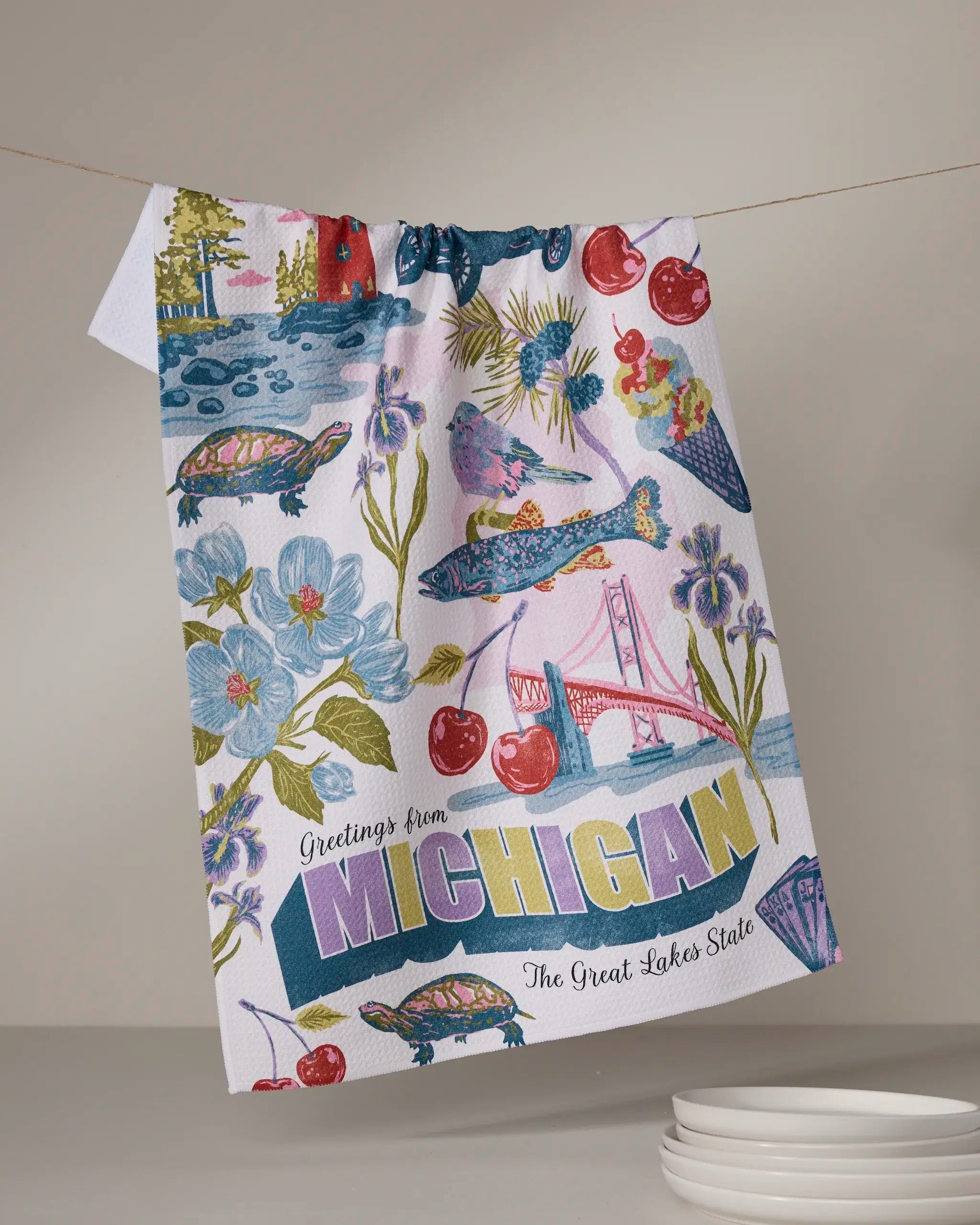 Greetings From Michigan Tea Towel | Geometry – GEOMETRY