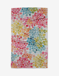 Bright Bouquet by GEOMETRY: a white eco-friendly kitchen towel with a lively multicolored floral pattern, crafted from ultra-absorbent Geoweave fabric for both style and function.