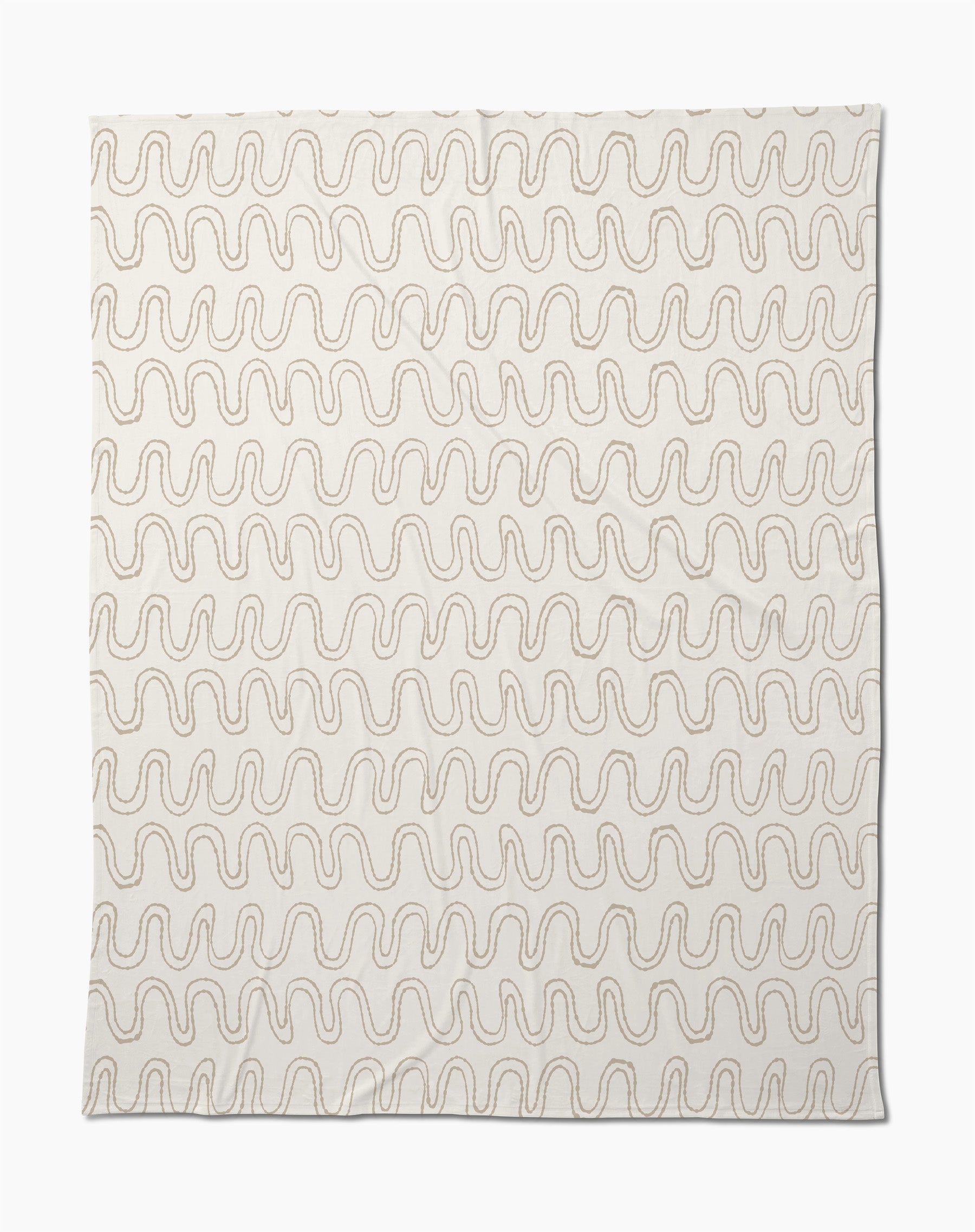 The Geometry Abstract Squiggles Butter Blanket features a cream base with repeating wavy brown lines, making this soft throw perfect for cozying up in style.