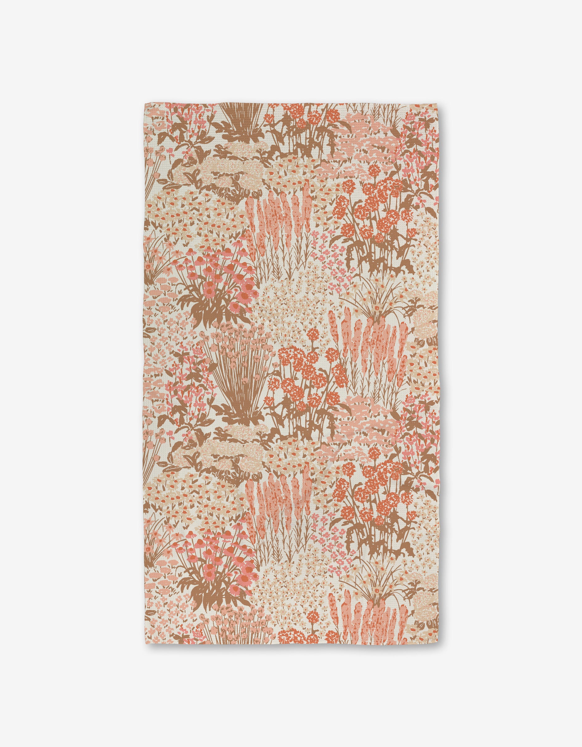 The Garden Bloom Luxe Bath Towel by Hufton Studio features a floral design in soft pink, peach, and beige on a light background and is crafted with ultra-absorbent Geoweave technology.