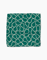 The Gerdadzy Green Loops is a neatly folded green fabric napkin featuring a white, abstract looping pattern—part of a super-absorbent dishcloth set crafted from recycled materials.