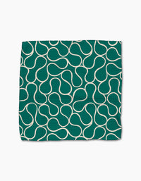 The Gerdadzy Green Loops is a neatly folded green fabric napkin featuring a white, abstract looping pattern—part of a super-absorbent dishcloth set crafted from recycled materials.