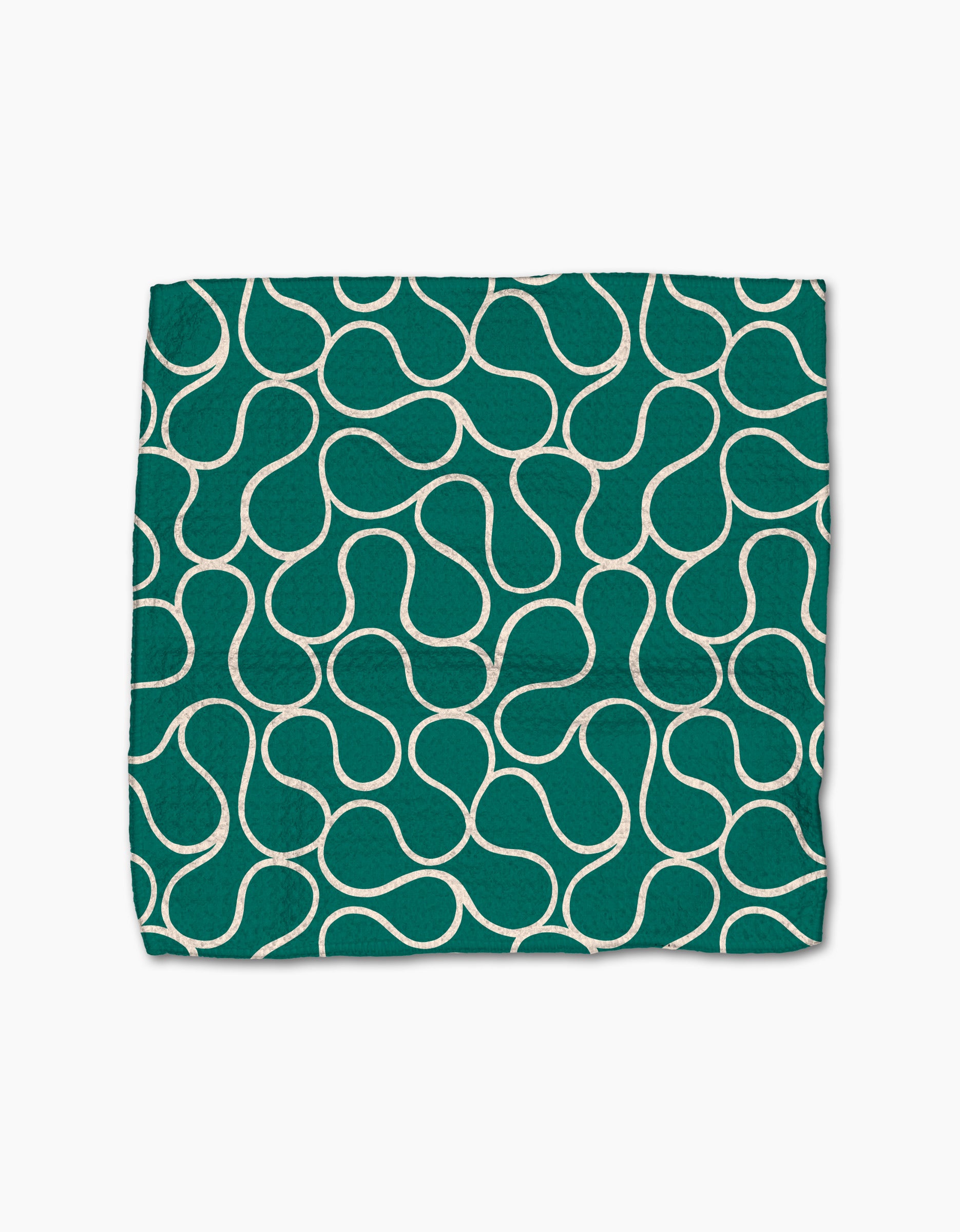 The Gerdadzy Green Loops is a neatly folded green fabric napkin featuring a white, abstract looping pattern—part of a super-absorbent dishcloth set crafted from recycled materials.