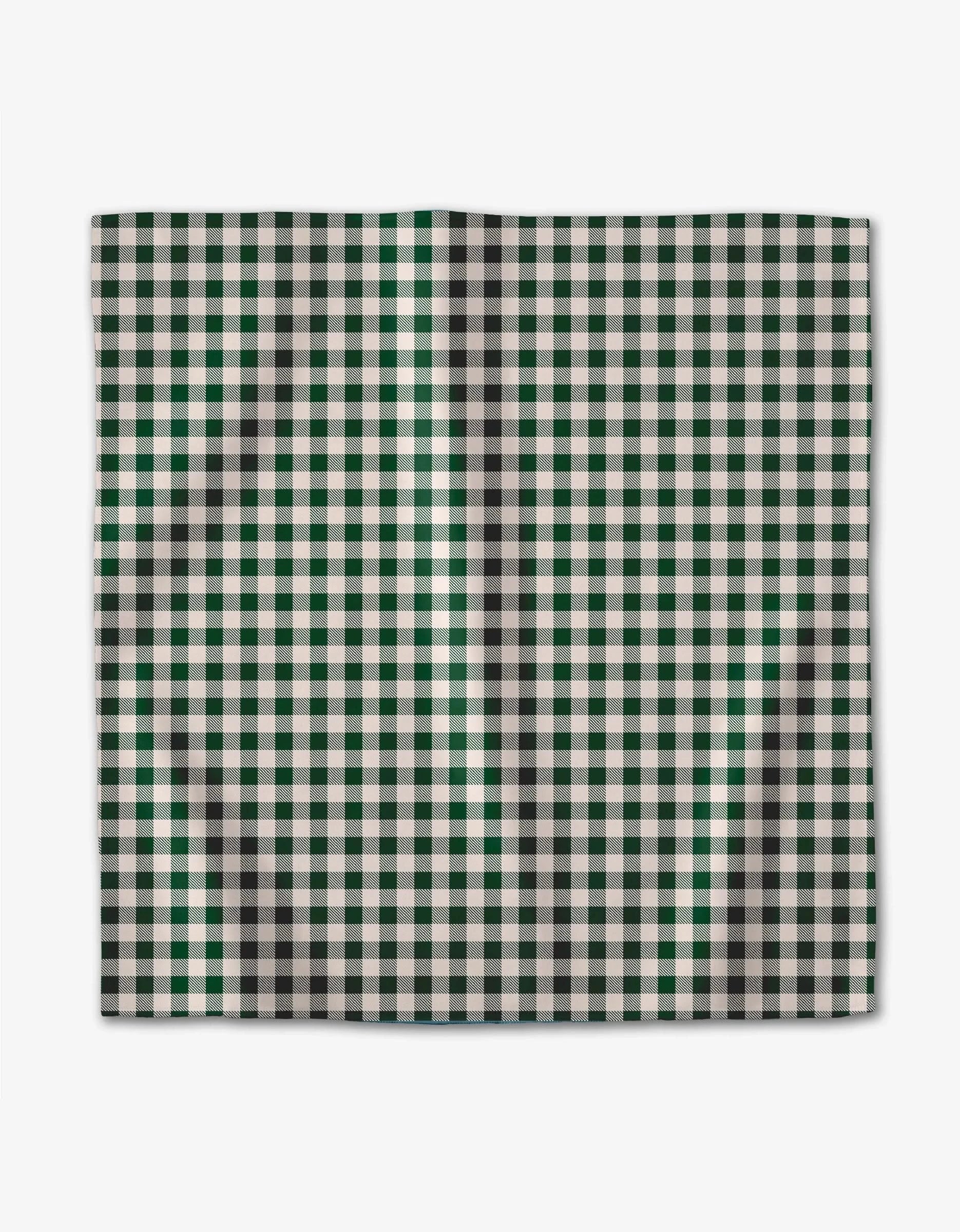 The Aubrey Fairchild Christmas Gingham is a square cloth with a green, black, and white checkered pattern—ideal as eco-friendly napkins for your Dinner Napkin Set.