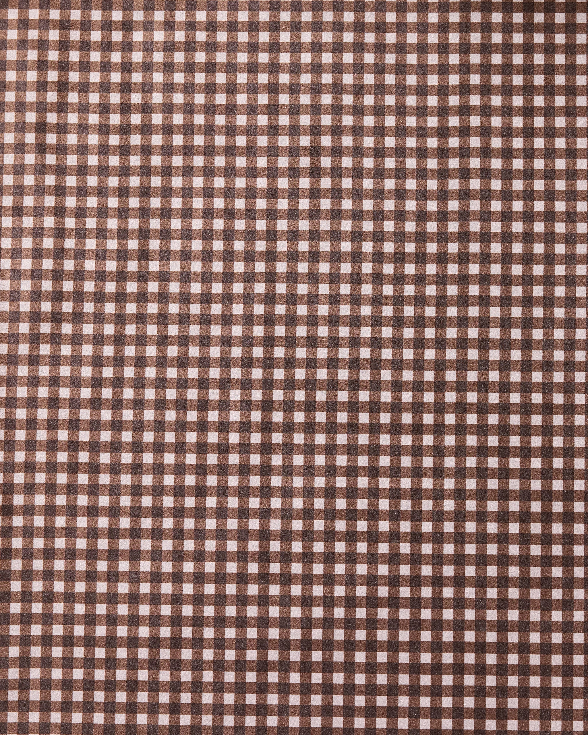 Deep Hearth by Geometry features a brown and white gingham pattern with evenly spaced lines, forming a grid of small squares—ideal for absorbent dinner napkins in your Dinner Napkin Set.