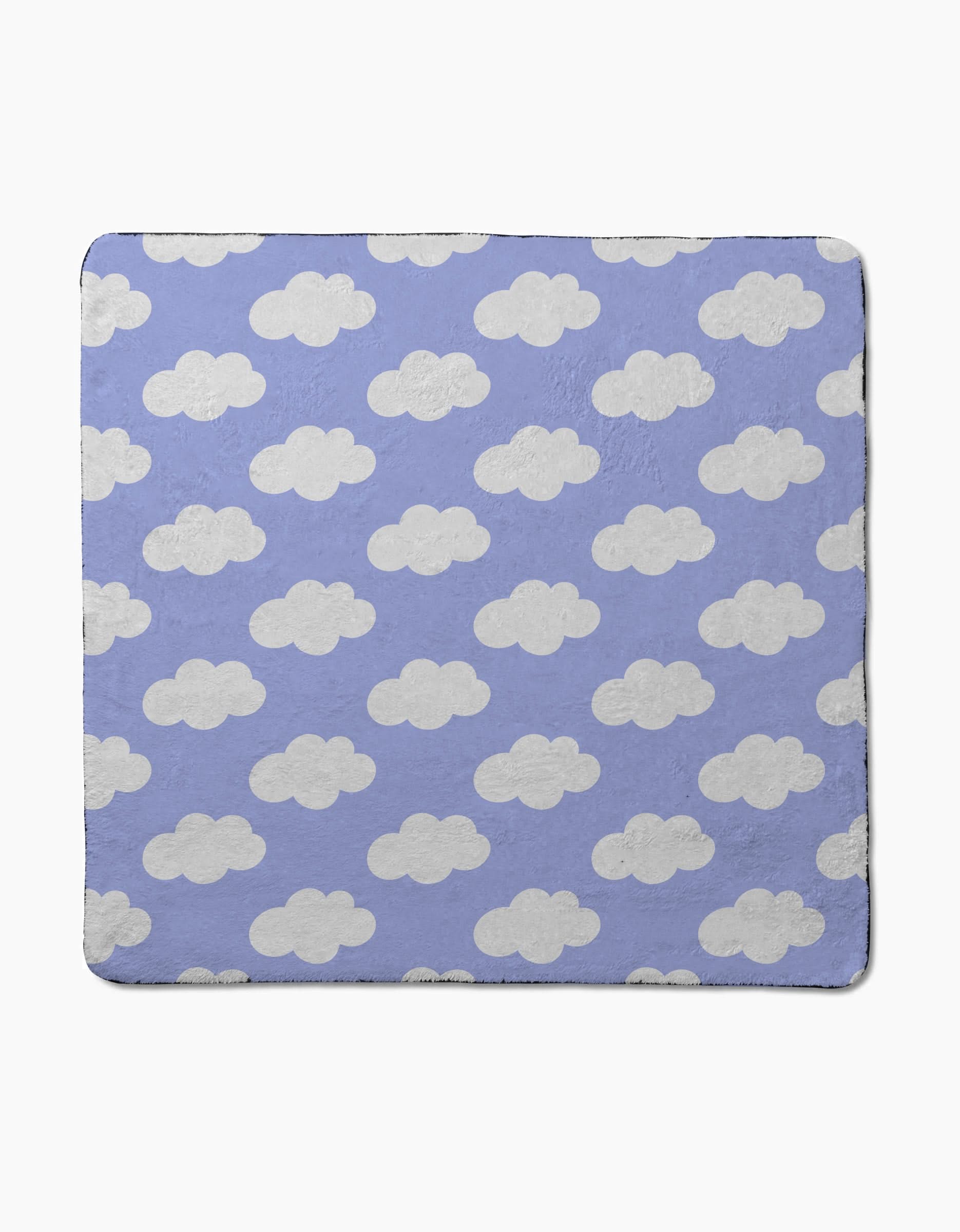 The Dreamy Clouds dog towel by Letters By Shells is a square, ultra-absorbent blanket with a light purple background and white cloud pattern—offering stylish, practical comfort for your pet.