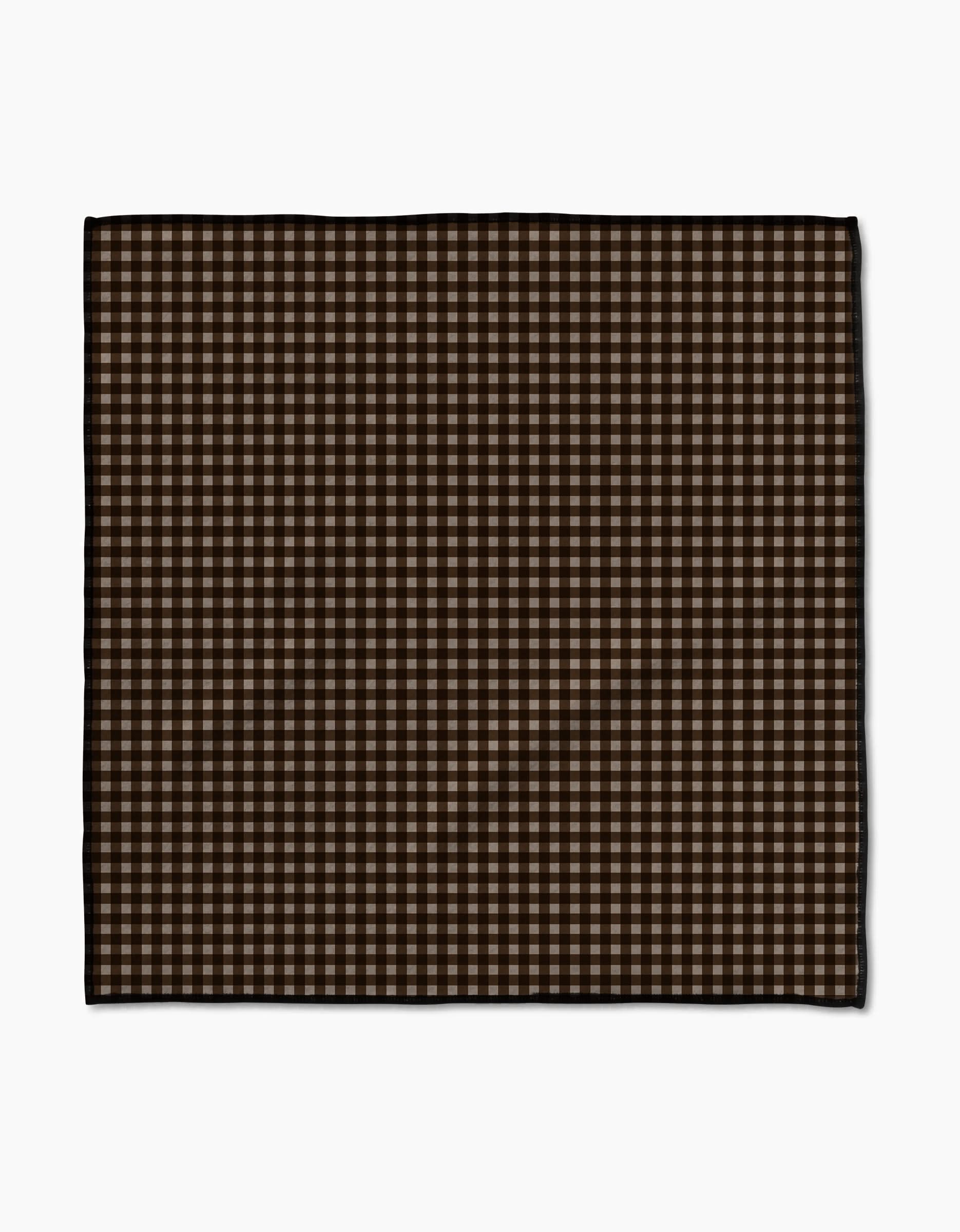 The Geometry Hearth Paw Towel features a brown and beige gingham checkered pattern. Ultra-absorbent and rectangular, its perfect for drying your dog after baths or rainy walks. Displayed flat against a white background.