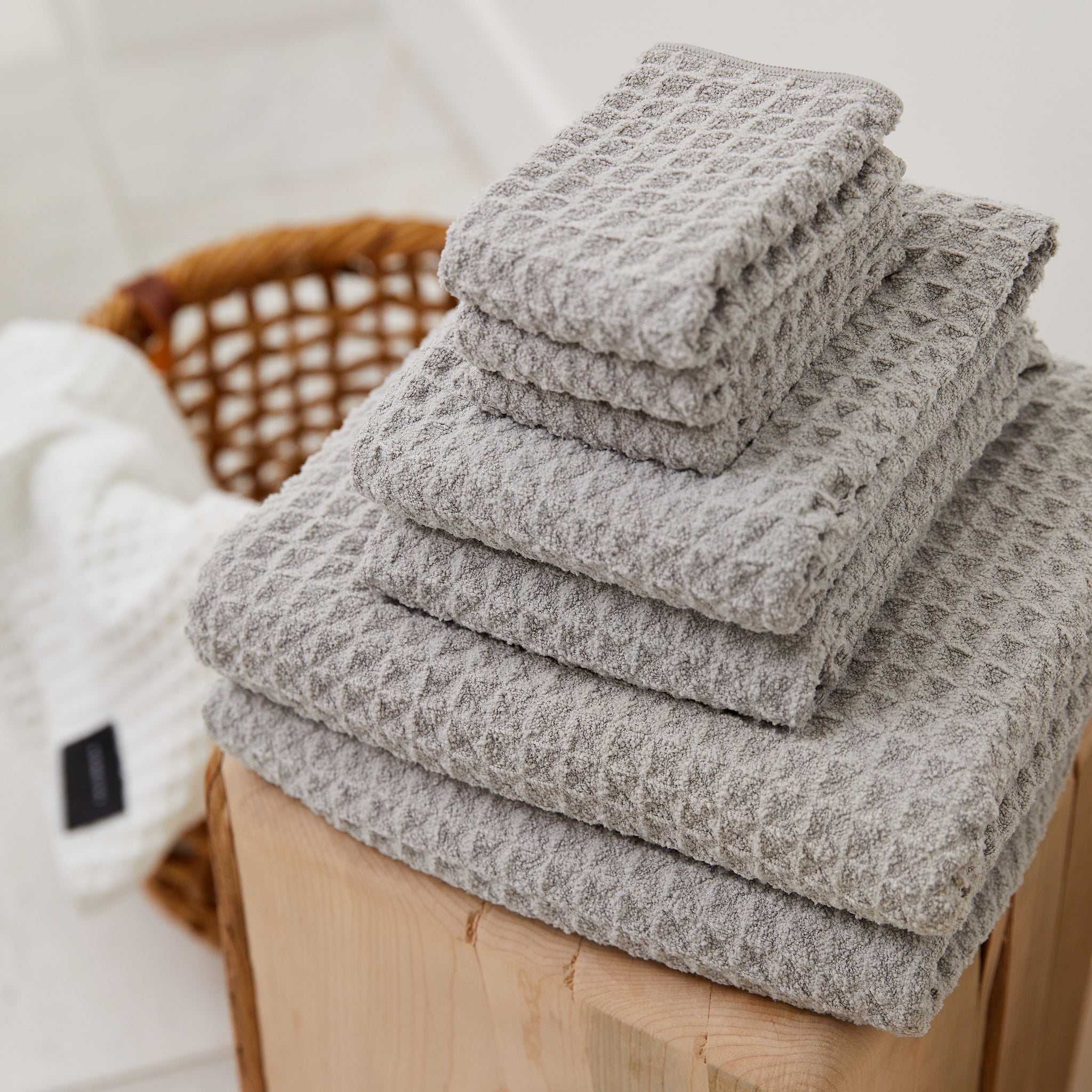 Gilden Tree | Waffle Bath Towels | Sage Grey Wash Cloth