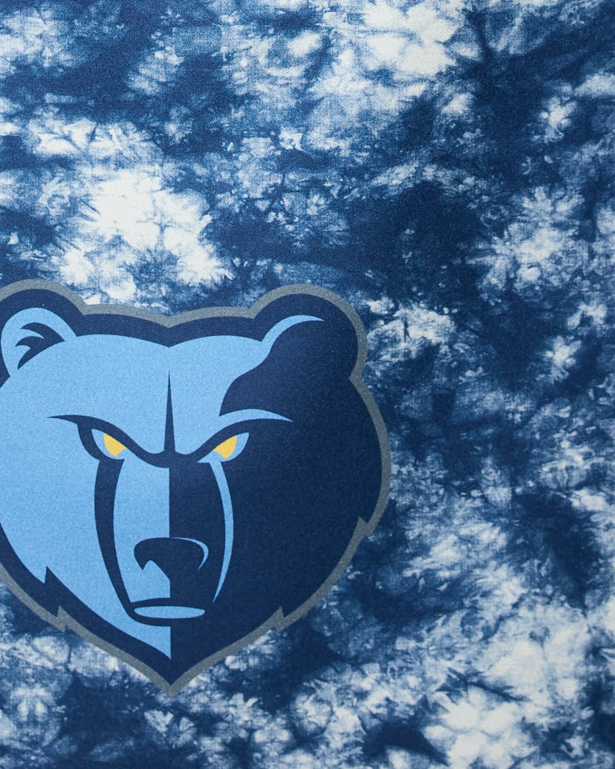 The Geometry Grizzlies Flash features a stylized blue bear head logo with yellow eyes on a blue and white tie-dye background.