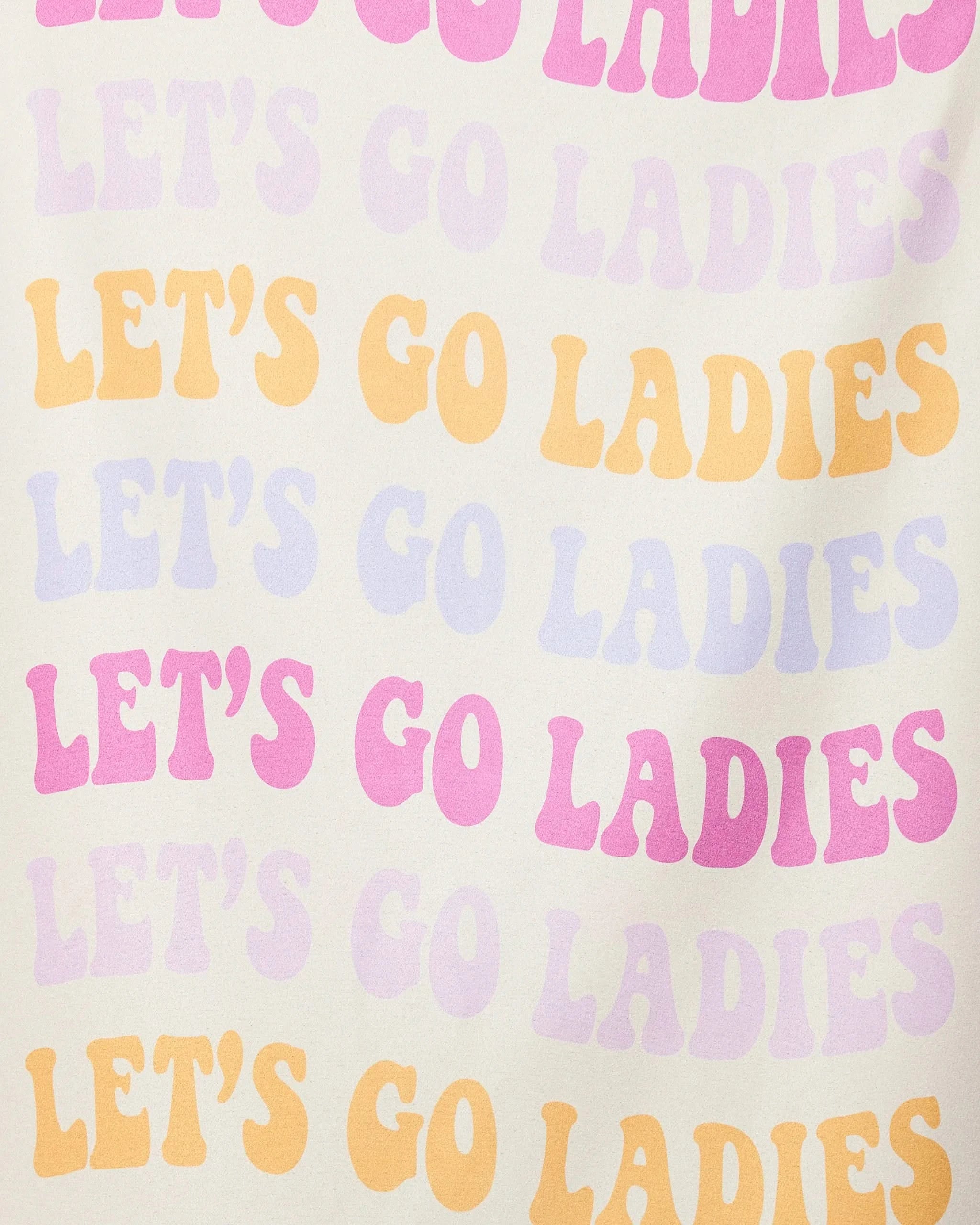 Featuring patterned text in pink, lavender, and orange on cream, the GEOMETRY Ladies Only Micro-loop Beach Towel is quick-drying, made from recycled materials—perfect for the beach!.
