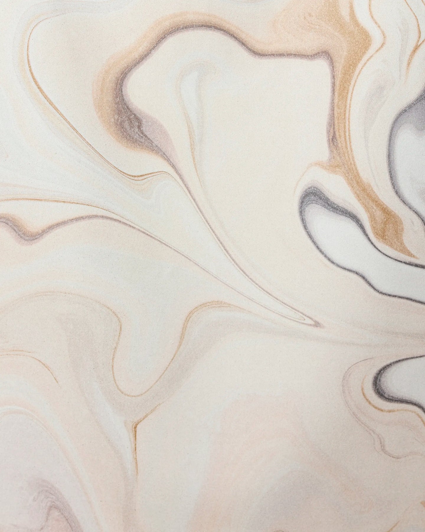 Abstract image of beige, brown, and gray swirls with soft, organic curves—evoking the calming design featured on the GEOMETRY Choco Micro-loop Beach Towel made from recycled materials.
