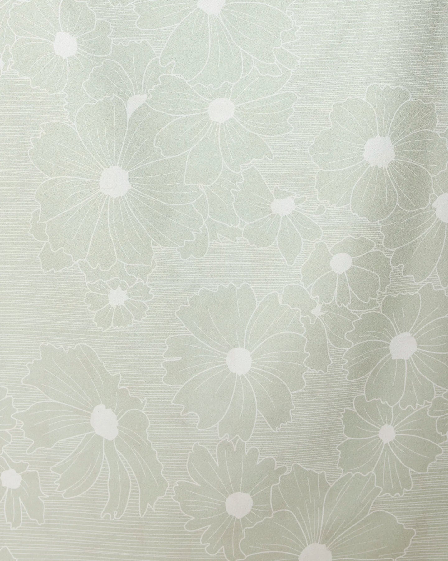 The Sage Petals Beach Towel by GEOMETRY features a light green design with large, white-outlined stylized flowers and leaves on a textured background. Made from recycled materials.