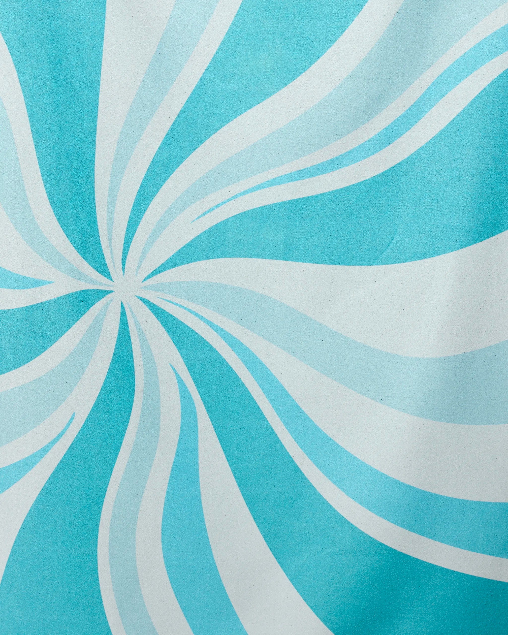Radiating white and light blue swirls create motion and depth on the GEOMETRY Candy Blue Micro-loop Beach Towel. Made from recycled materials, this quick-drying towel features a smooth, visually dynamic abstract design.