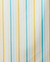 Vibrant yellow, blue, and white vertical stripes give the Seaside Sunshine Beach Towel by GEOMETRY a colorful style. Made from recycled materials, its evenly spaced pattern is both chic and eco-friendly.