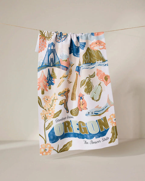 Greetings From Oregon Tea Towel | Geometry – GEOMETRY