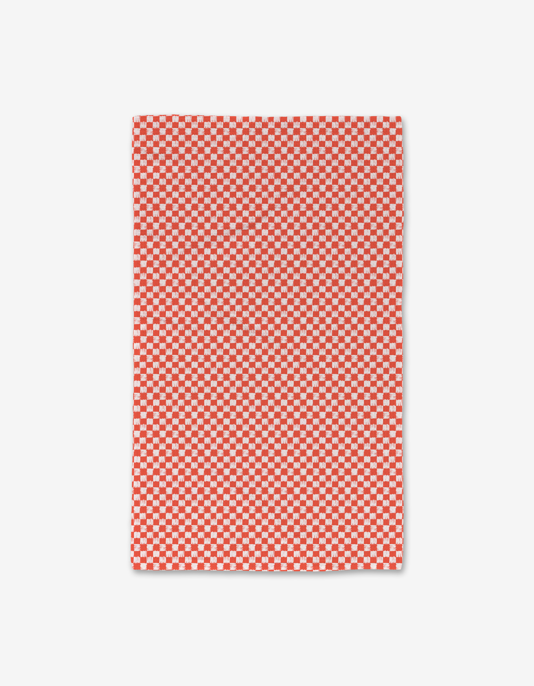 Kayla Anns Valentines Day Gingham is a rectangular cloth with a red and white small checkerboard pattern made from recycled materials, shown laid flat on a white background.