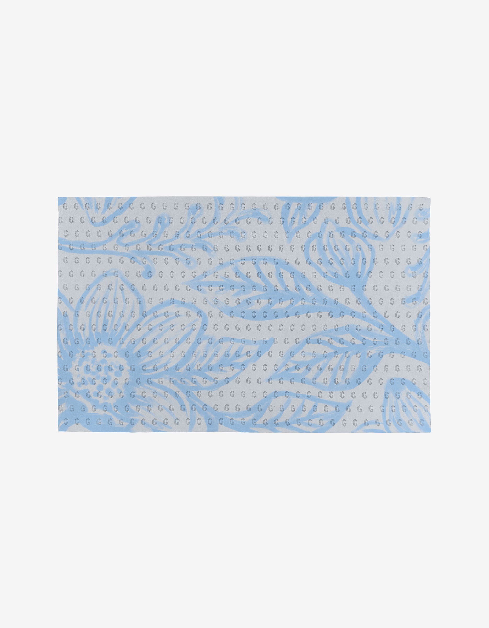 The GEOMETRY Something Blue features a rectangular light gray fabric with blue flowers, leaves, and scattered blue dots—an eco-friendly alternative to Not Paper Towels.