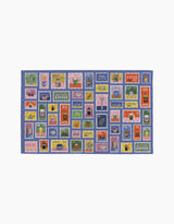 Brewed By Mail by Cottonflower Studio is a colorful rectangular mat with a grid of coffee-themed stamps—mugs, pots, and playful words—that pairs perfectly with eco-friendly kitchen towels or reusable Not Paper Towels in your home.