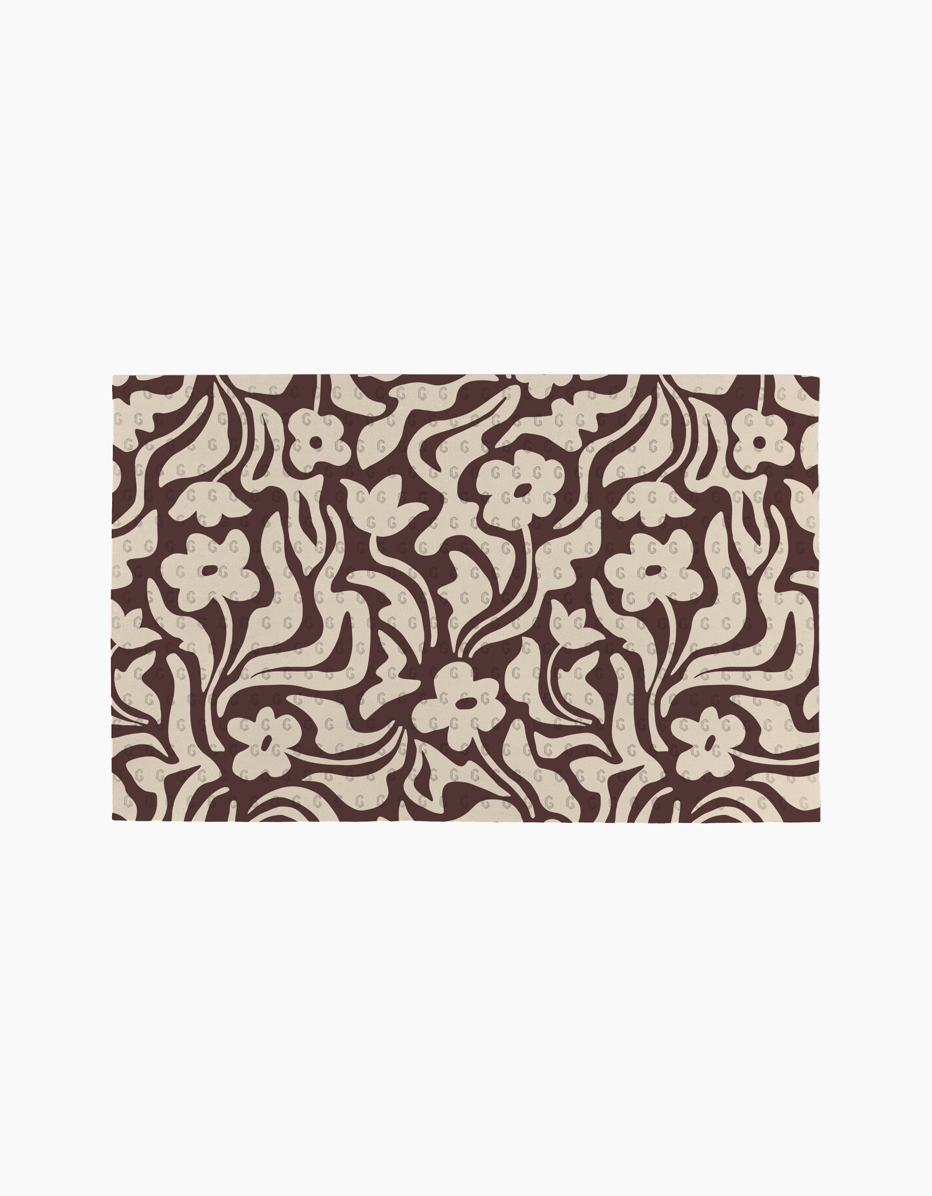 Coffee Reverie by Gerdadzy features an abstract floral pattern with cream flowers and swirls on a brown backdrop—ideal for stylish, eco-friendly kitchen towels or as a recycled paper towel alternative.
