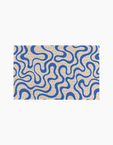 Coffee Reverie by Gerdadzy features a winding blue maze pattern on beige, accented with light gray “G” circles. This eco-friendly kitchen towel brings stylish flair as a recycled paper towel alternative.