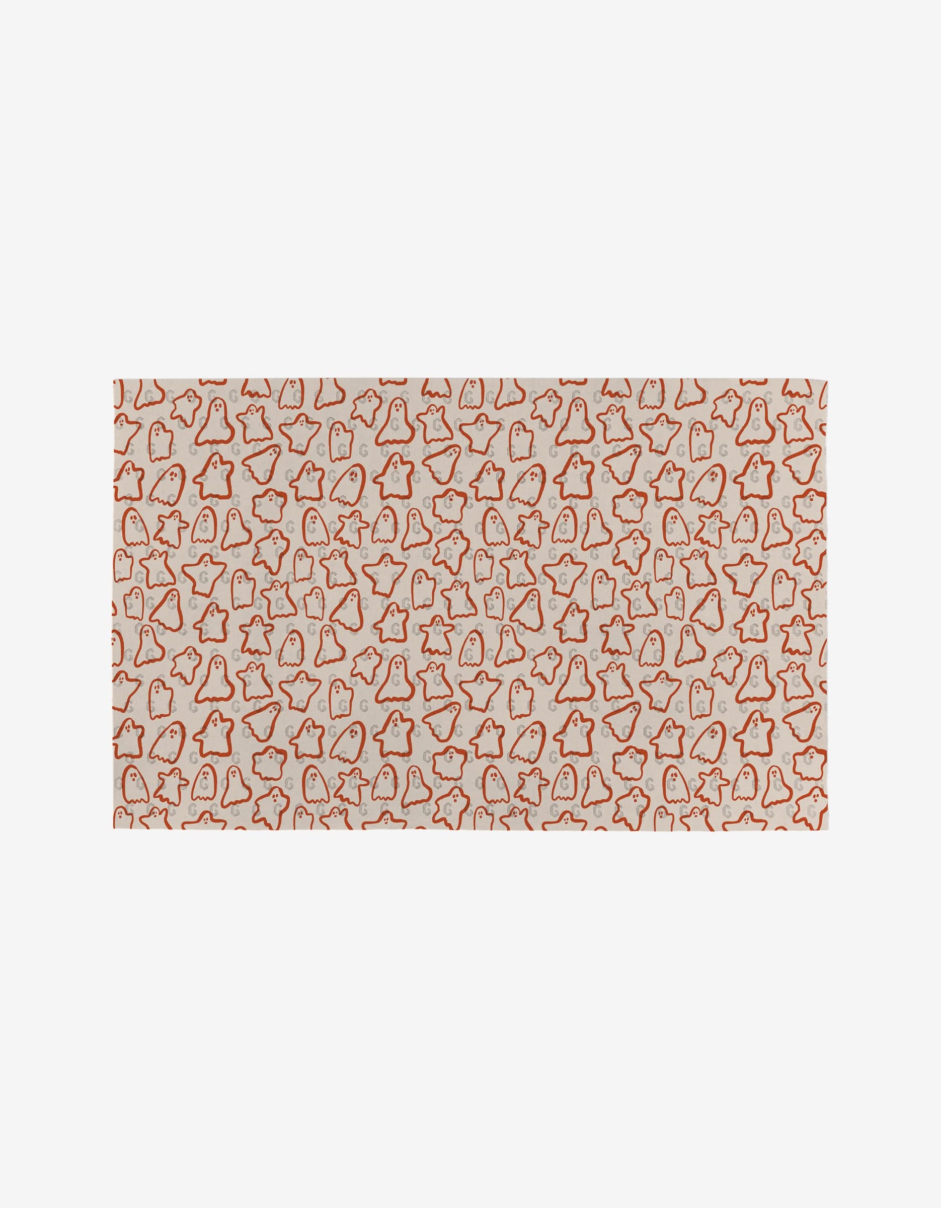 The Cute Ghosts by Kayla Ann features a beige rectangle with small, orange, outlined cartoon ghosts, stars, and blobs—ideal for reusable, eco-friendly kitchen towels.